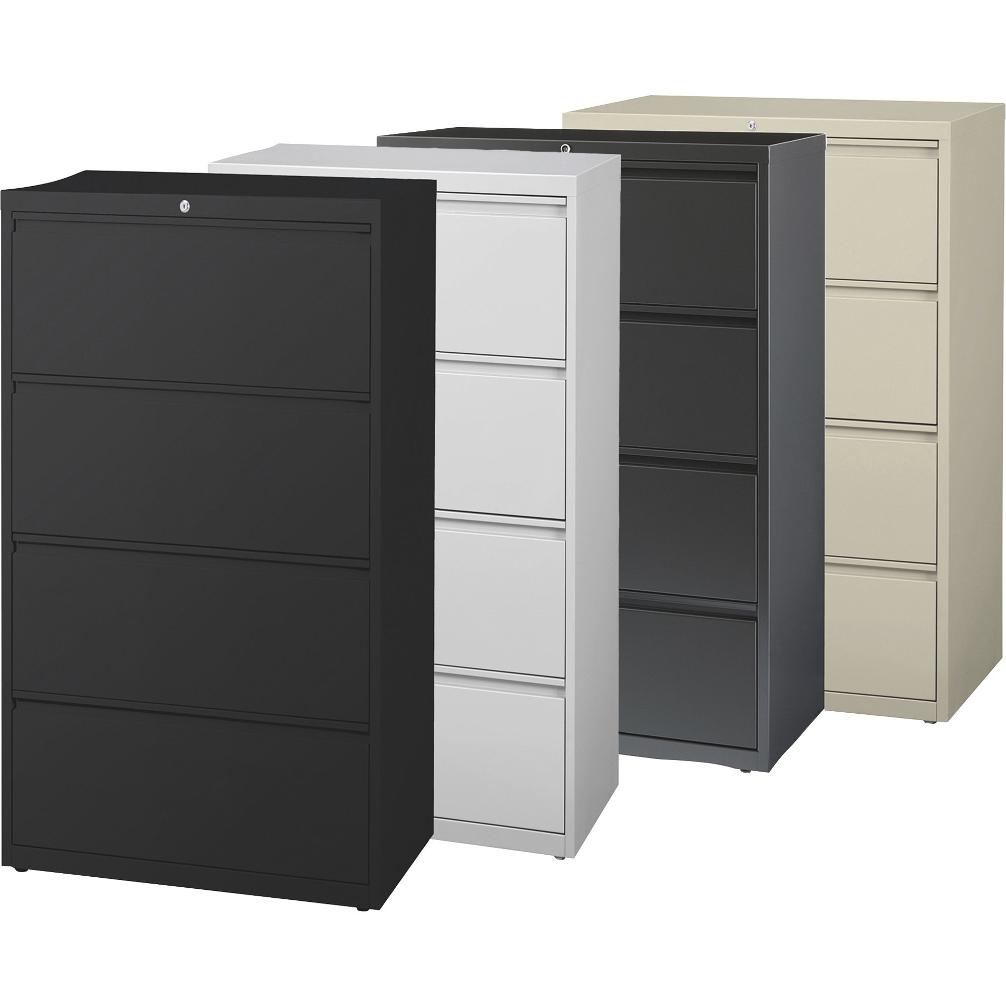 Hirsh Industries 4-Drawer Cabinet for Letter-, Legal- or A4-Size Folders — Putty, 36in.W x 18 5/8in.D x 52 1/2in.H, Model# 17453