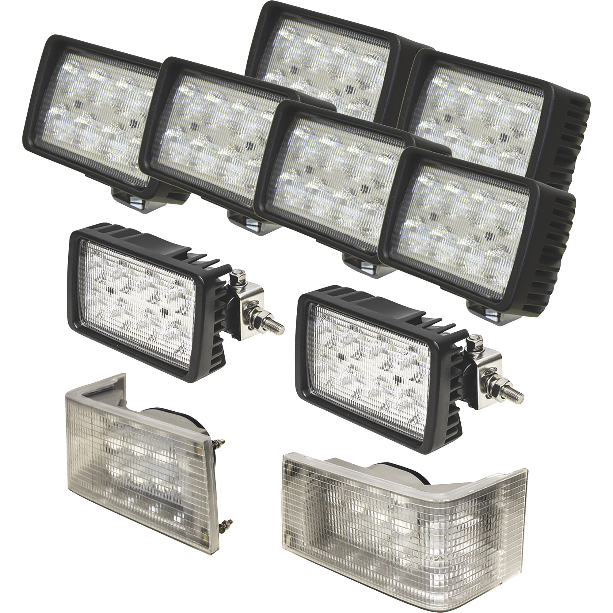 Tiger Lights LED Flood/Spot and Flood Magnum Tractor Light Kit - 520 Watts, 42,800 Lumens, 10 Lights, IP68 Rated, Model# CASEKIT1