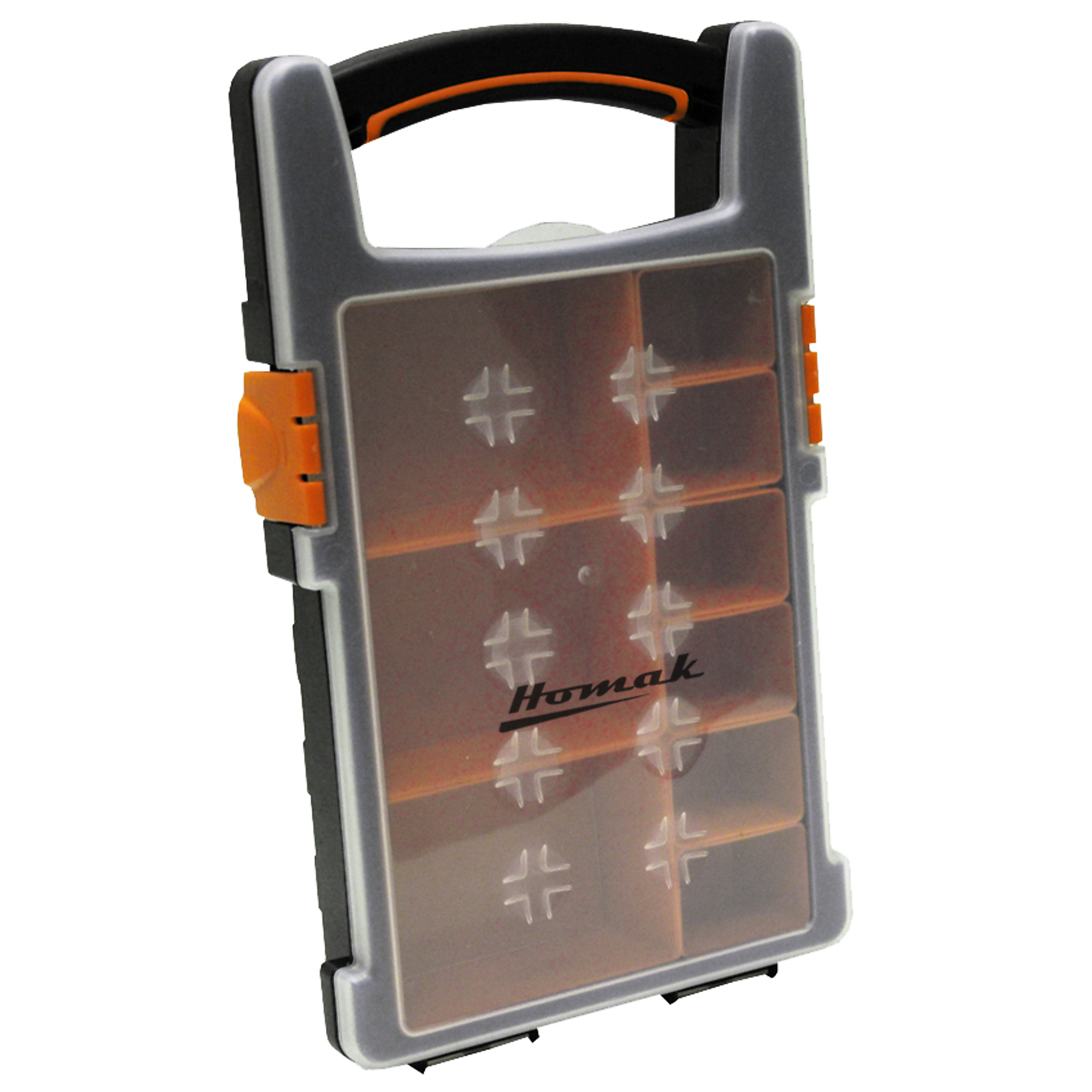 Homak 9 Bin Portable Plastic Organizer, 2.37in.W x 7.25in.D x 13.5in.H, Model# HA01109225