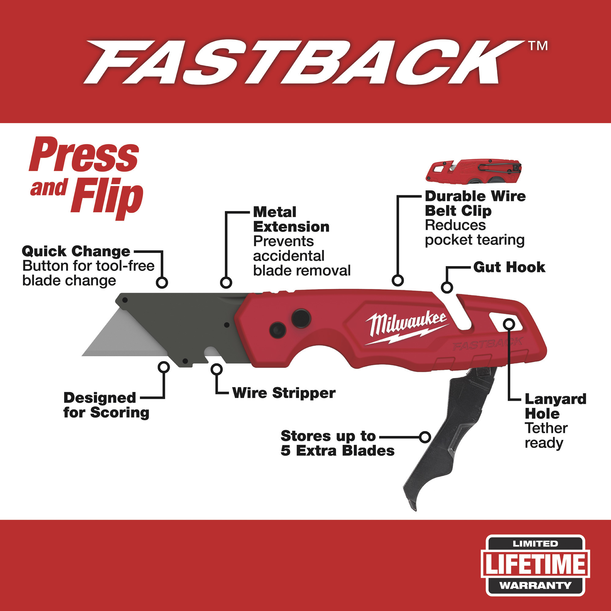 Milwaukee Fastback Folding Utility Knife Set with 25 ft. Compact Wide Blade Tape Measure