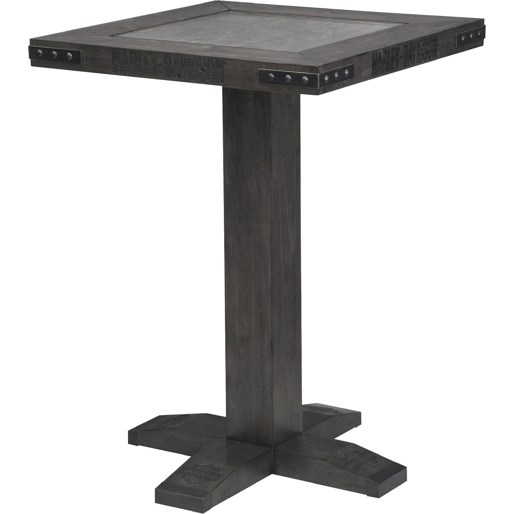 Harley-Davidson Bar & Shield Square Pub Table, Gray, 30in.L x 30in.W x 42in.H, Model# HDL-13203