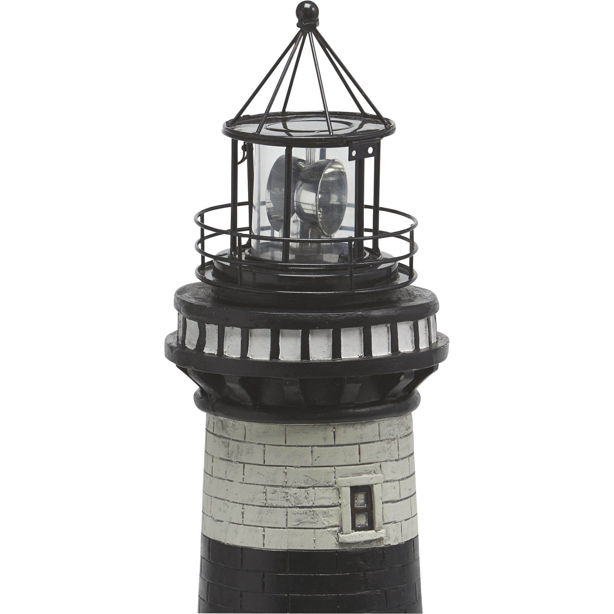 Solar Lighthouse Lawn and Garden Decor, Black/White