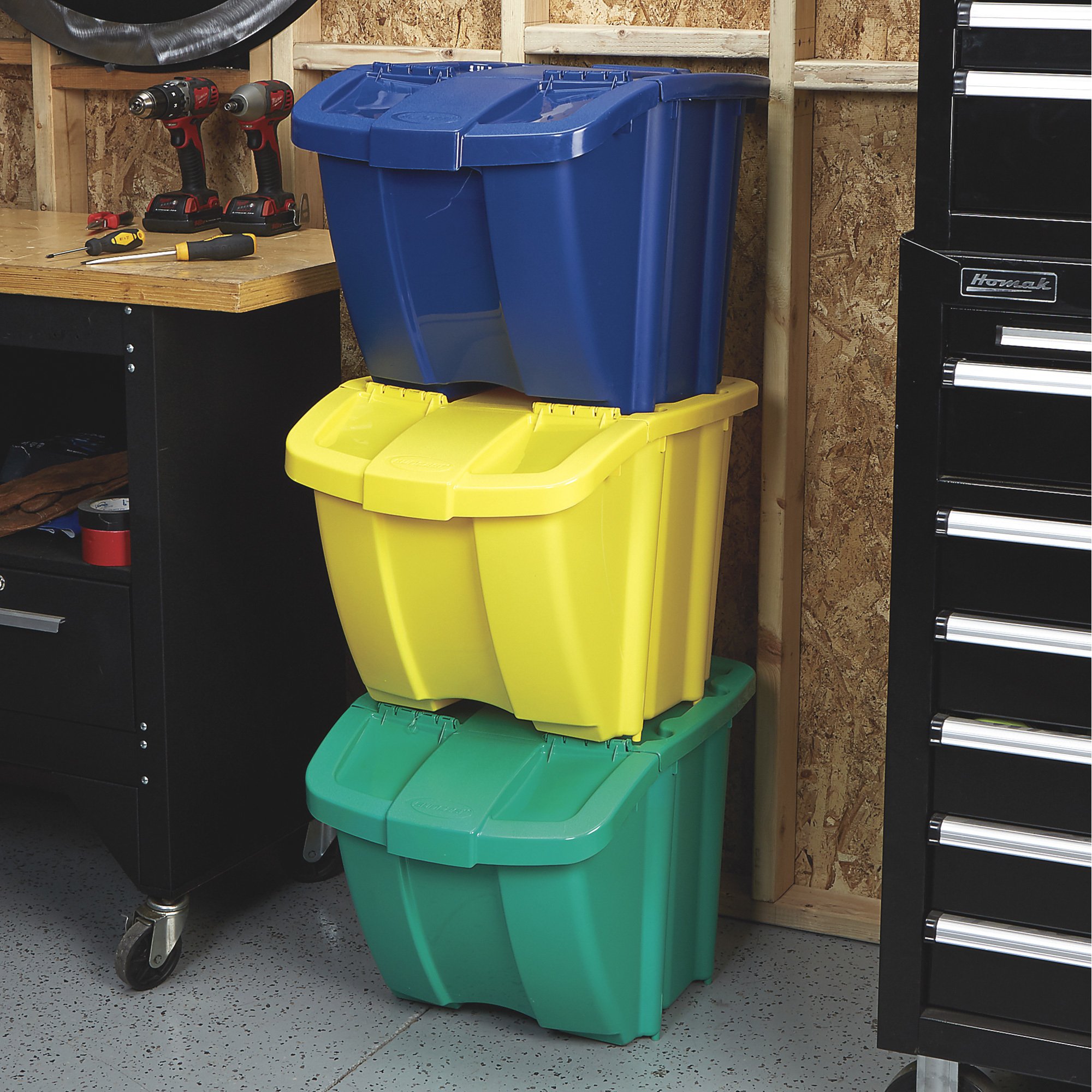 Suncast 18 Gallon Indoor/Outdoor Stackable Recycle Storage Bin, Gray (3  Pack), 1 Piece - Baker's