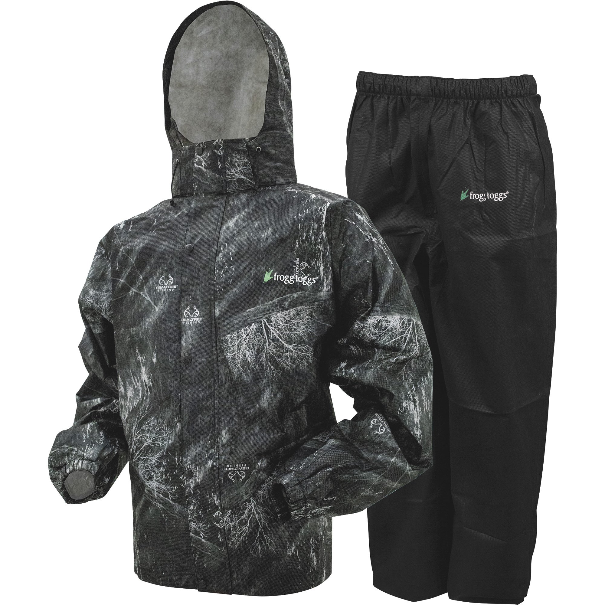 Frogg Toggs Men's All Sports Rain and Wind Jacket and Pants Suit — Realtree  Fishing/Black, Model# AS1310