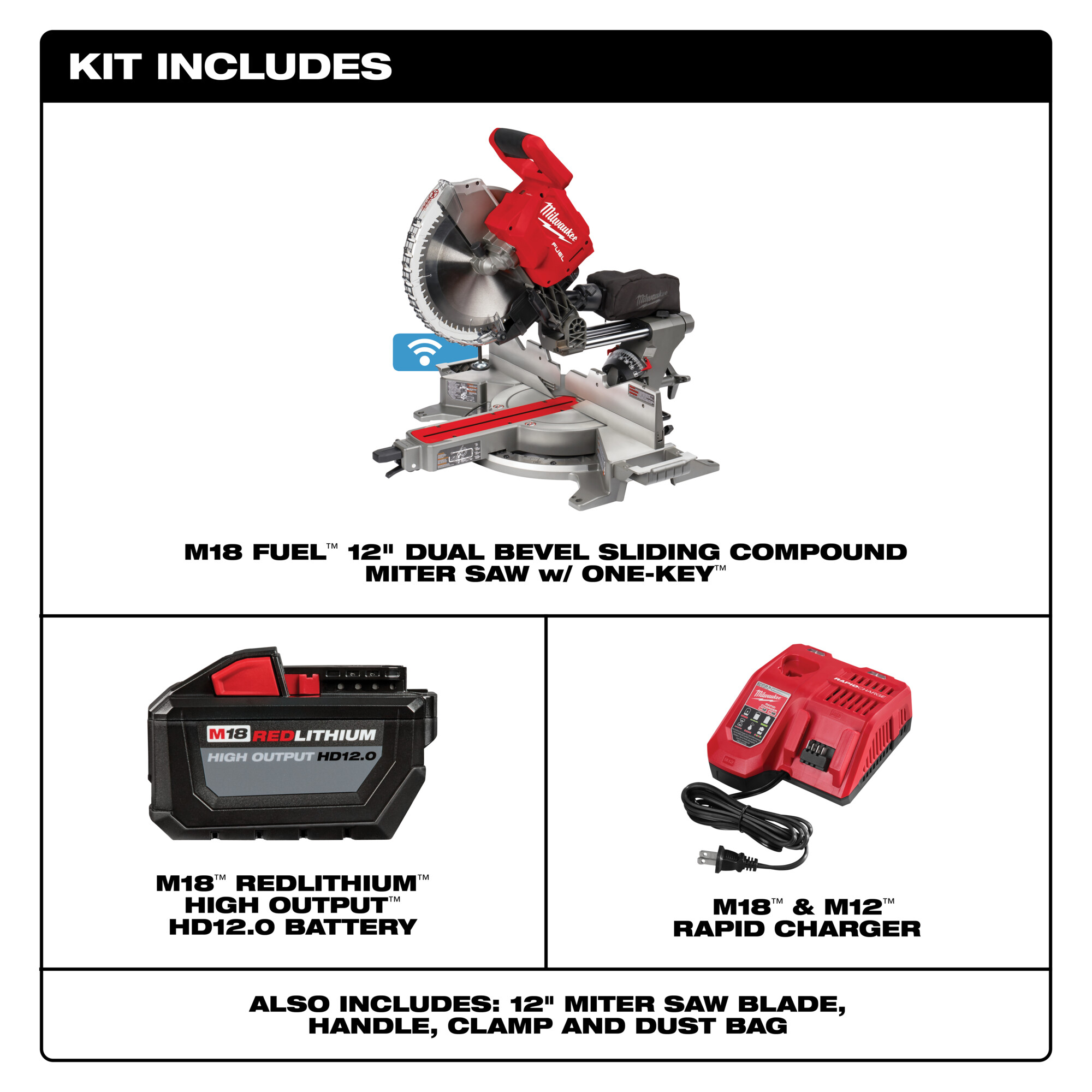 Milwaukee M18 FUEL™ Dual Bevel Sliding Compound Miter Saw with ONE-KEY ...