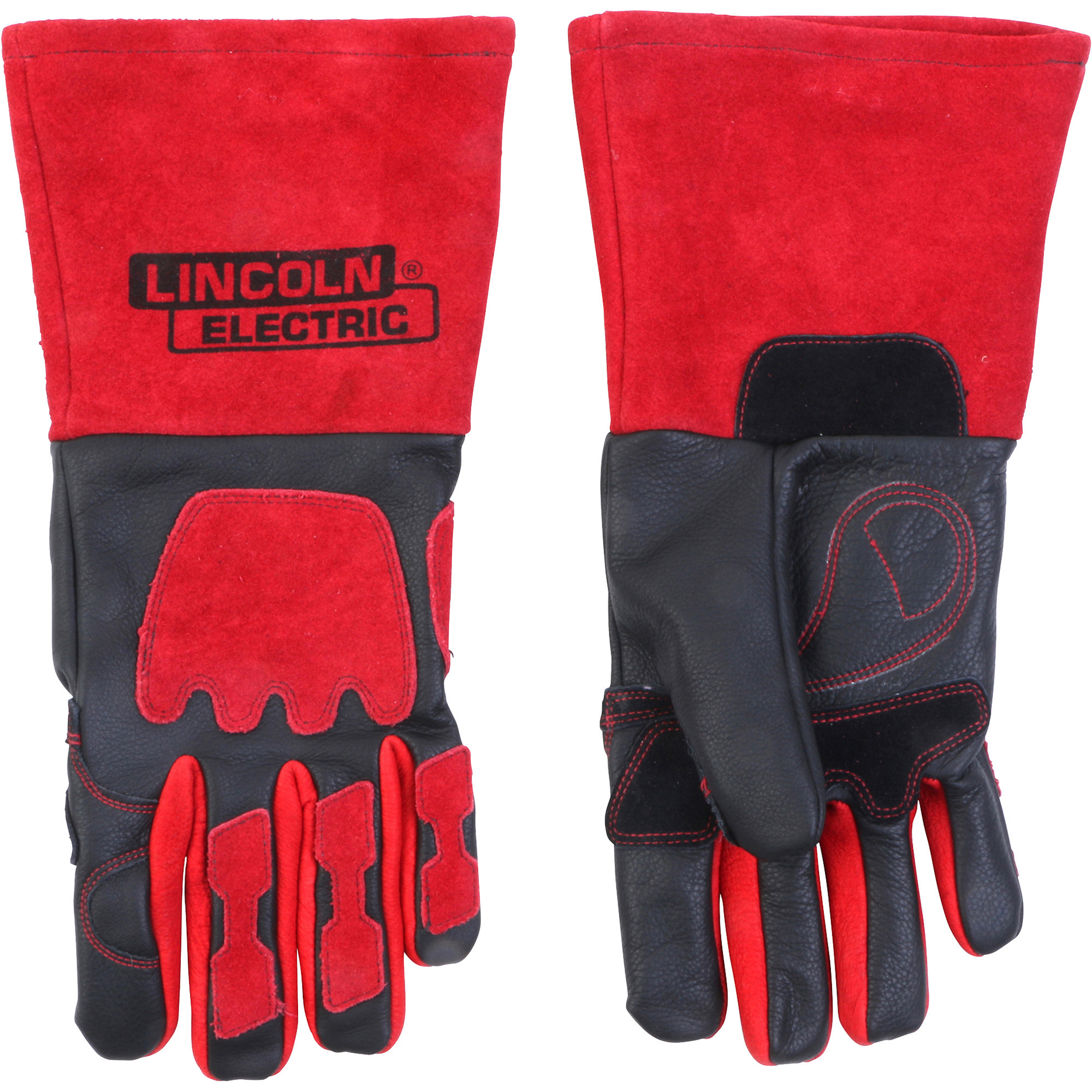 Lincoln Electric Premier Leather Welding Gloves — Red and Black, One ...