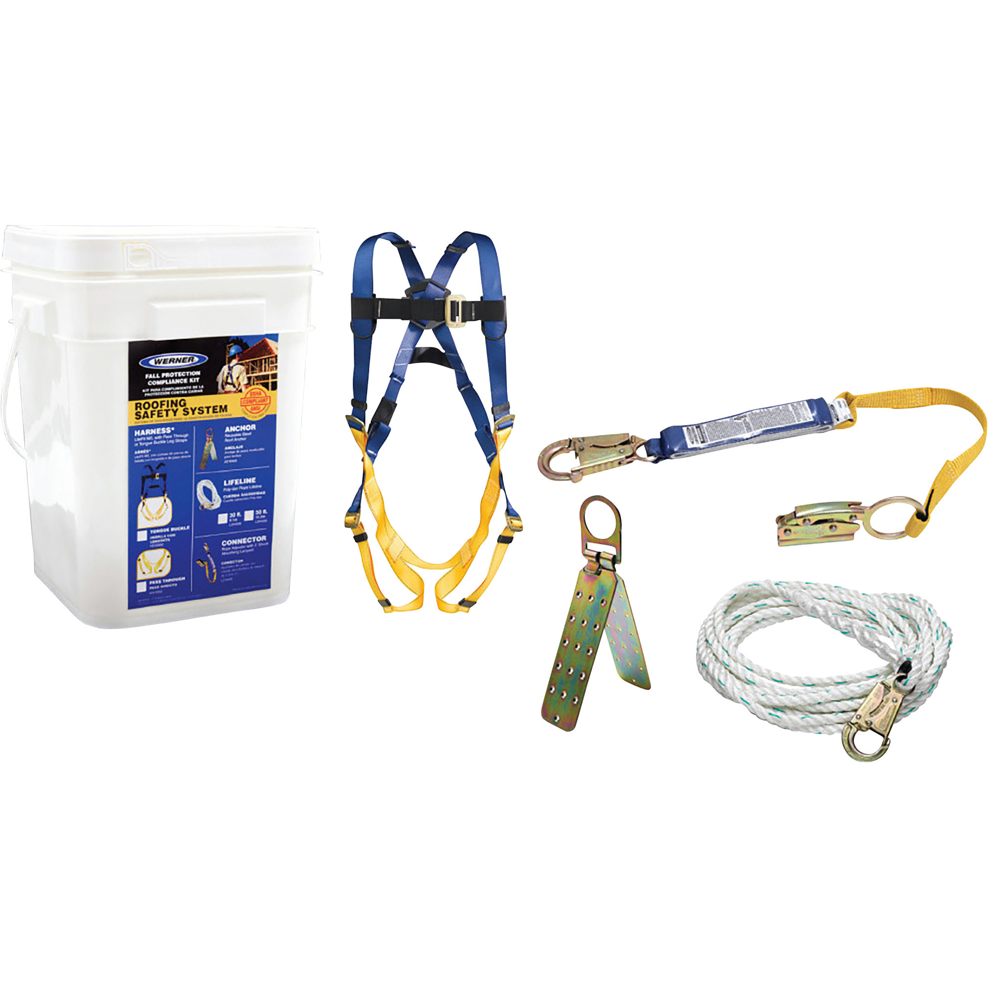 Fall Protection Roofing Safety System Compliance Kit Harness Roof