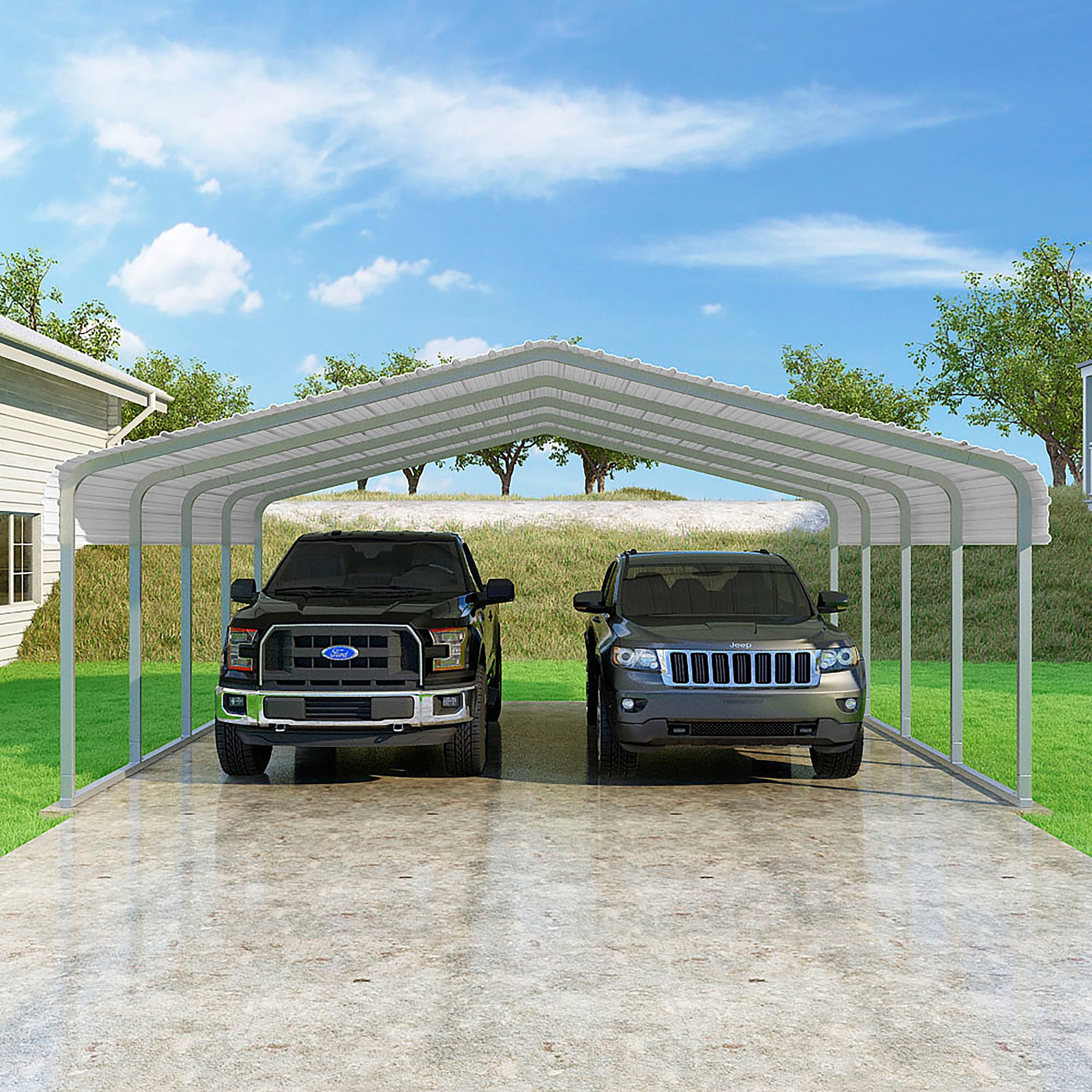 VersaTube Steel Carport Kit — 20ft.W x 20ft.L x 7ft.H, Model ...