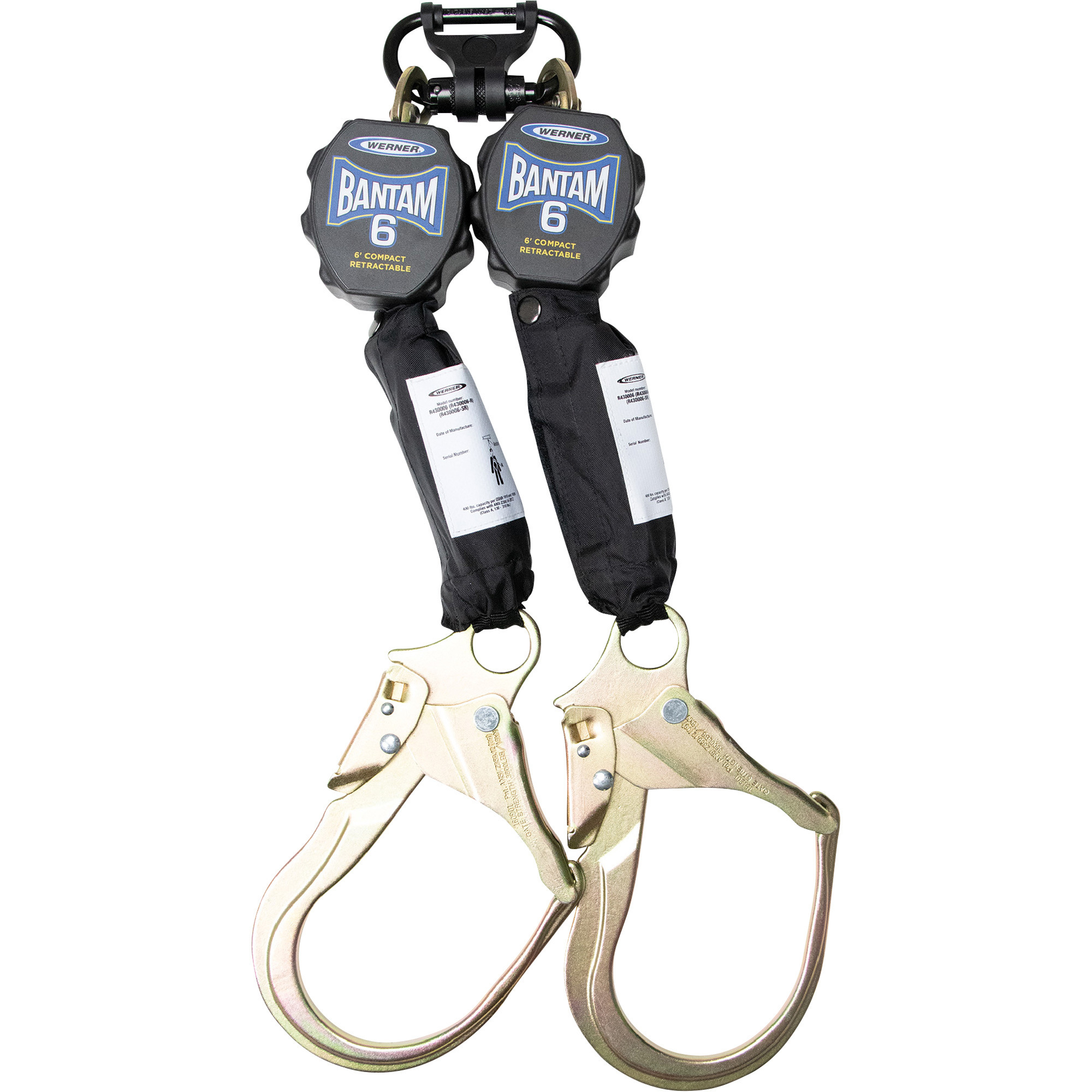 Werner Bantam Twin Leg Self-Retracting Lifeline with Steel Rebar, 6ft.L, Model# R431006-SR