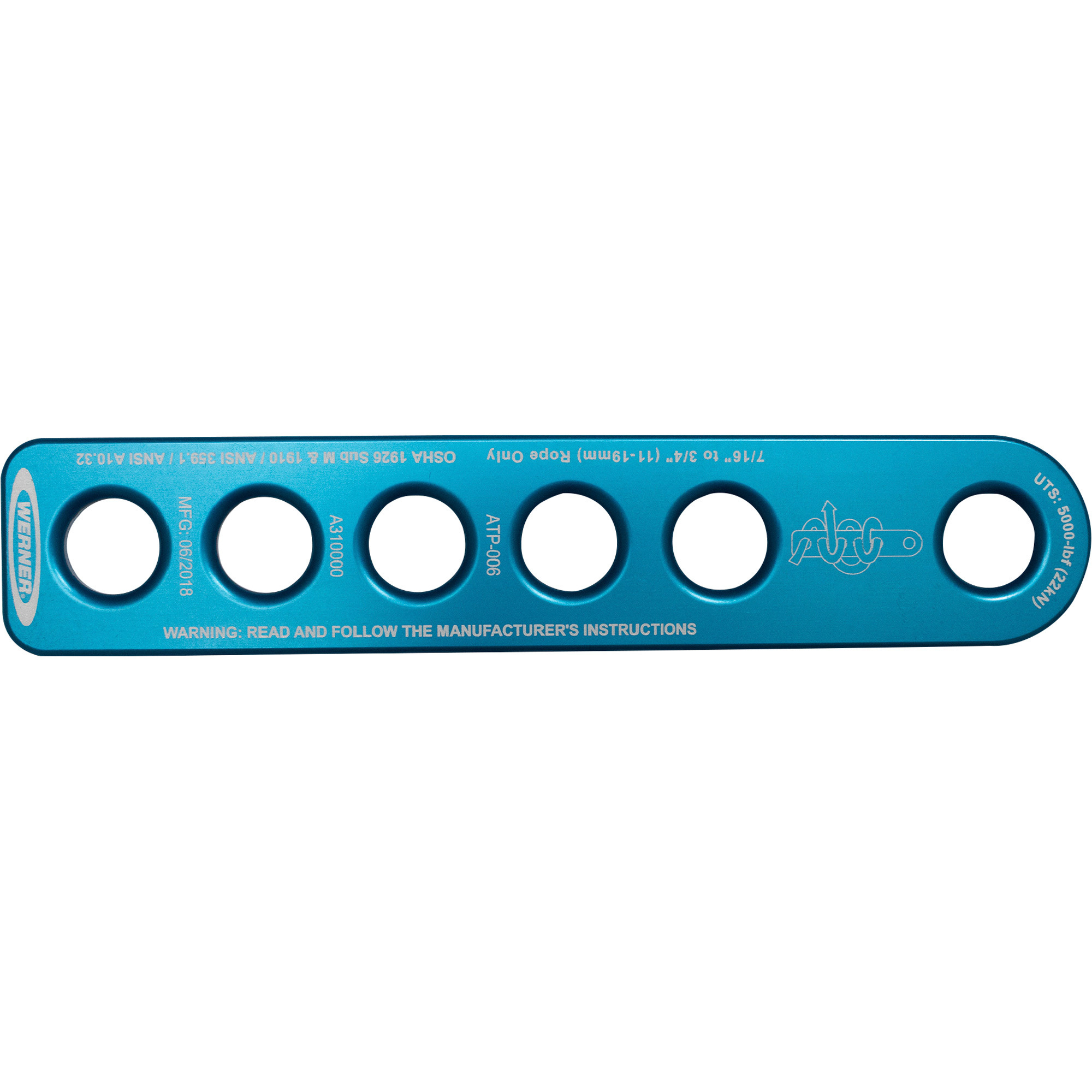Werner Rope Termination Plate, 5000-Lb. Breaking Strength, Model# A310000