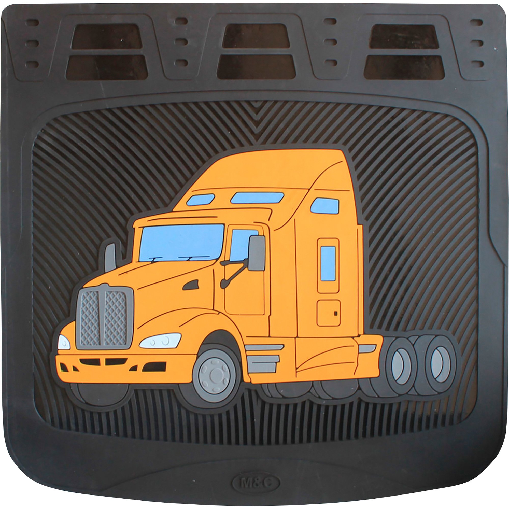 M&C Kenworth T-660/T-600 V2 Semi-Truck Mud Flaps — Yellow, 24in.W x 24in.H, Pair, Model# 1021138