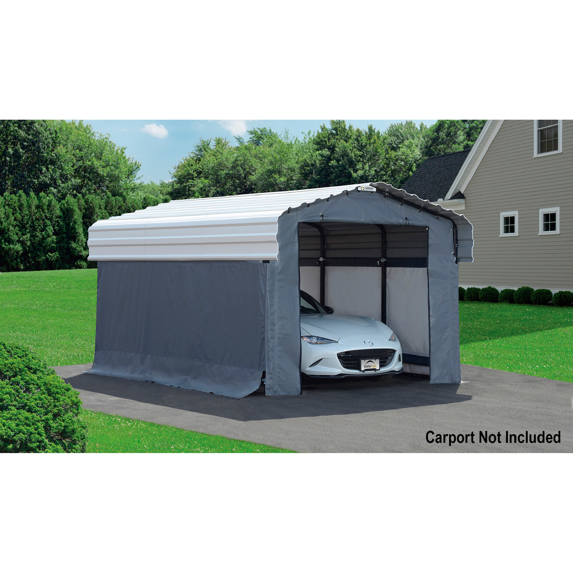 Arrow Carport Enclosure Kit — For 15ft.L x 10ft.W Arrow Carport, Gray