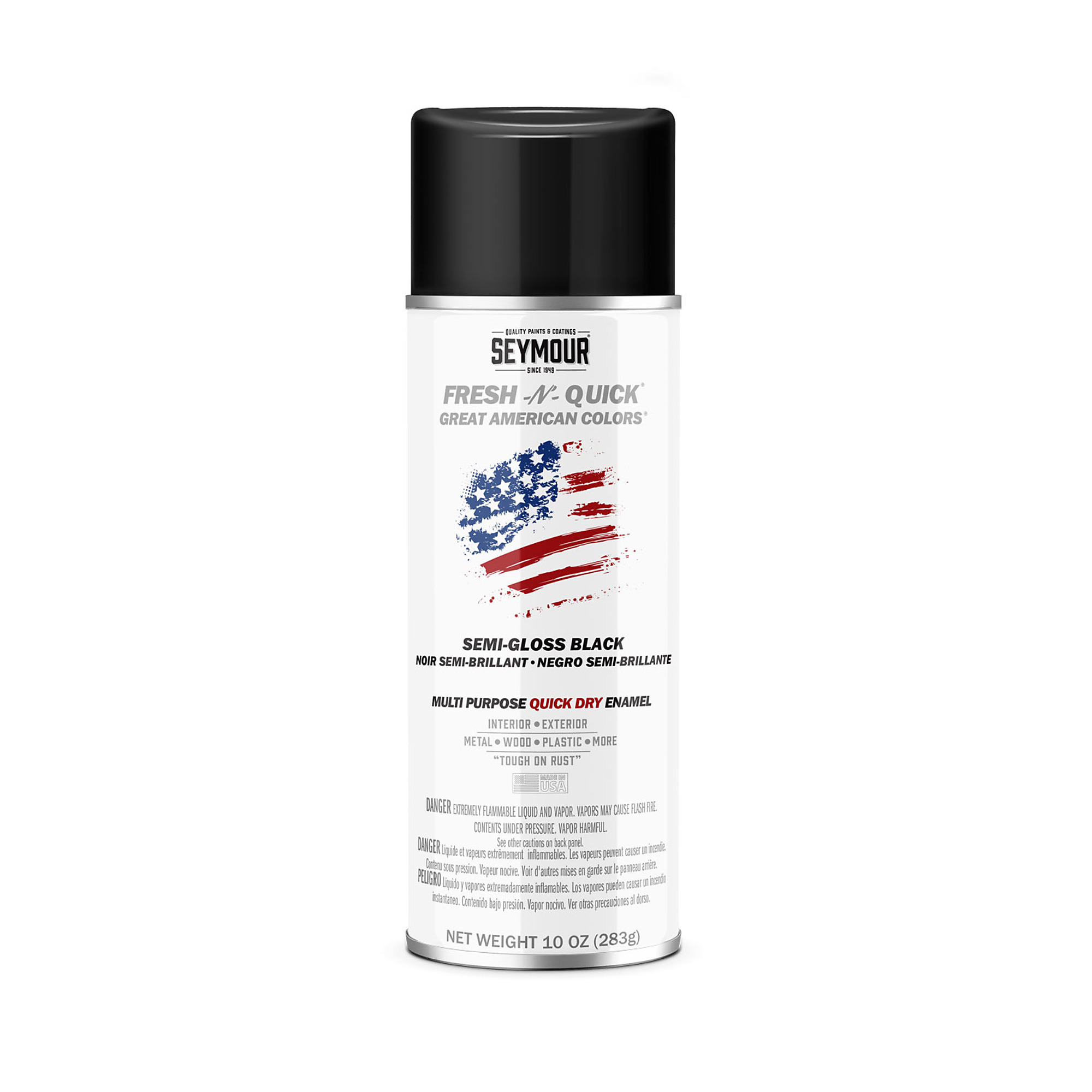 SEYMOUR Fresh-N-Quick Multi-Purpose Spray Paint - Semi-Gloss Black, 16 oz can, 10 oz fill weight, Model# 11-24 CS