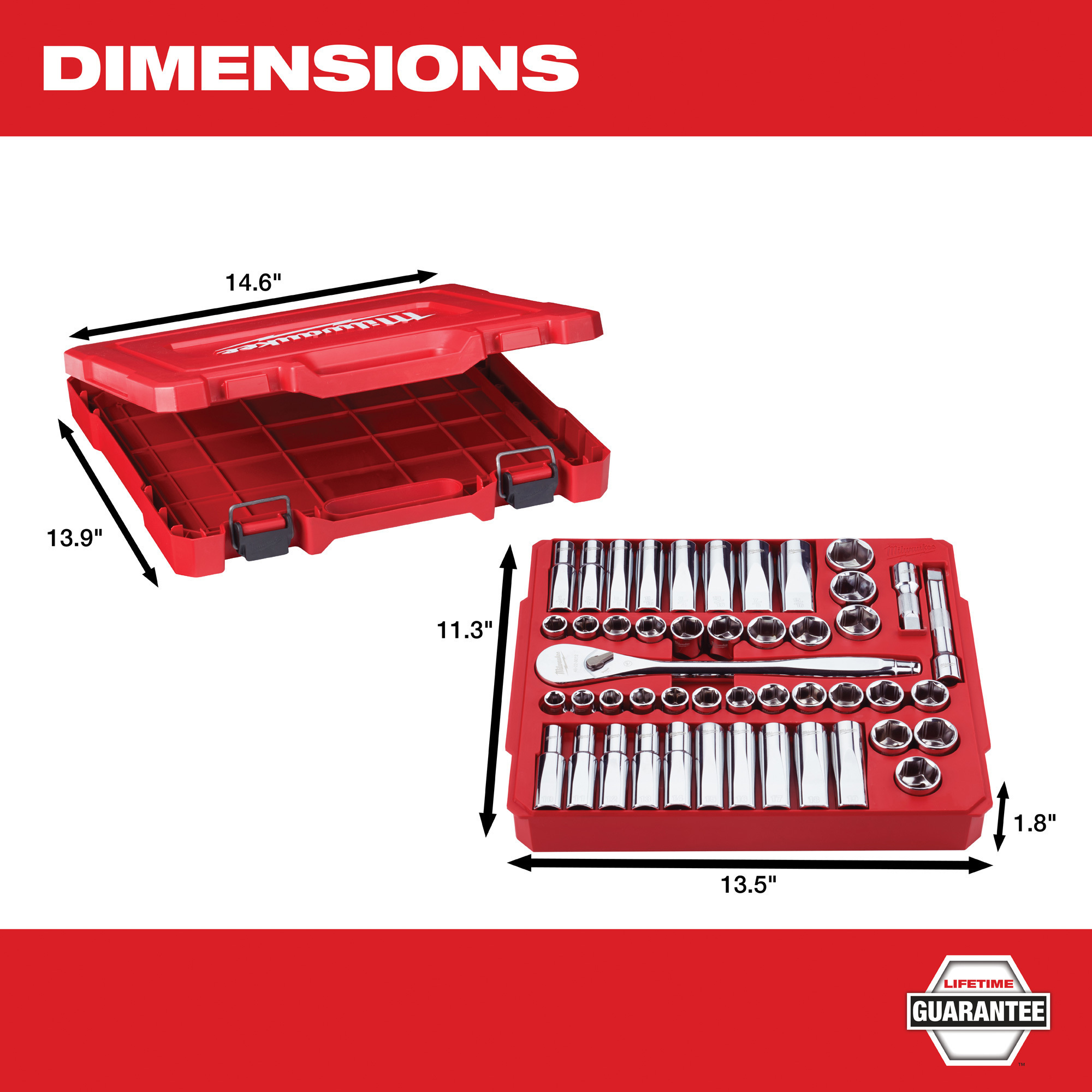 Milwaukee 47-Piece 1/2" Drive Socket Set With PACKOUT Organizer - 90-Tooth Ratchet & Storage