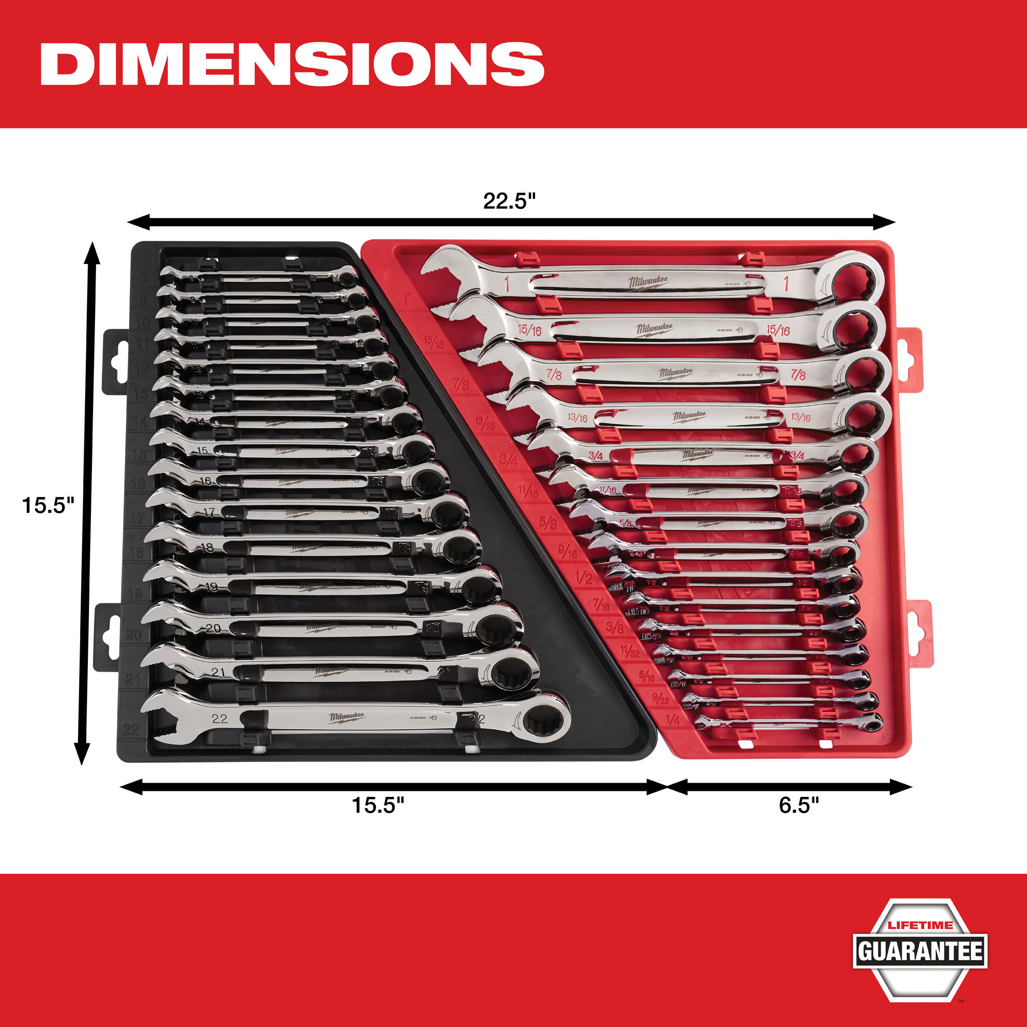 Milwaukee Ratcheting Combination Wrench Set — 15Pc., SAE, Model 4822
