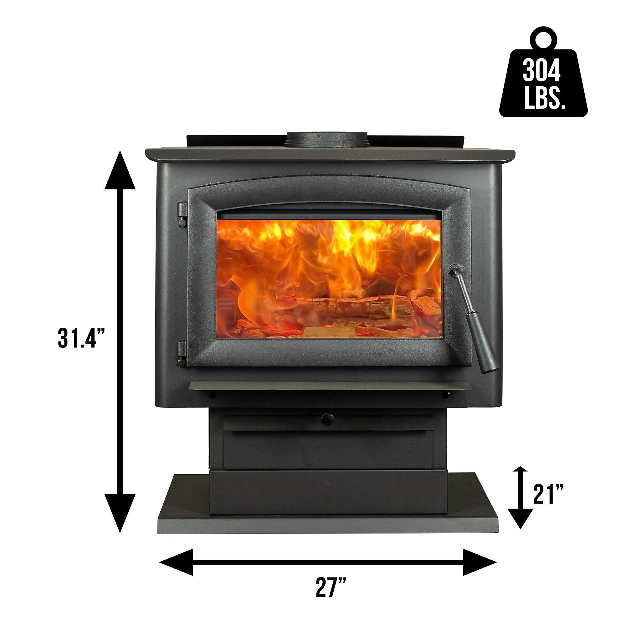 Vogelzang EPA 2020 Wood Stove - 89,000 BTU, Heats 2,000 Sq. Ft