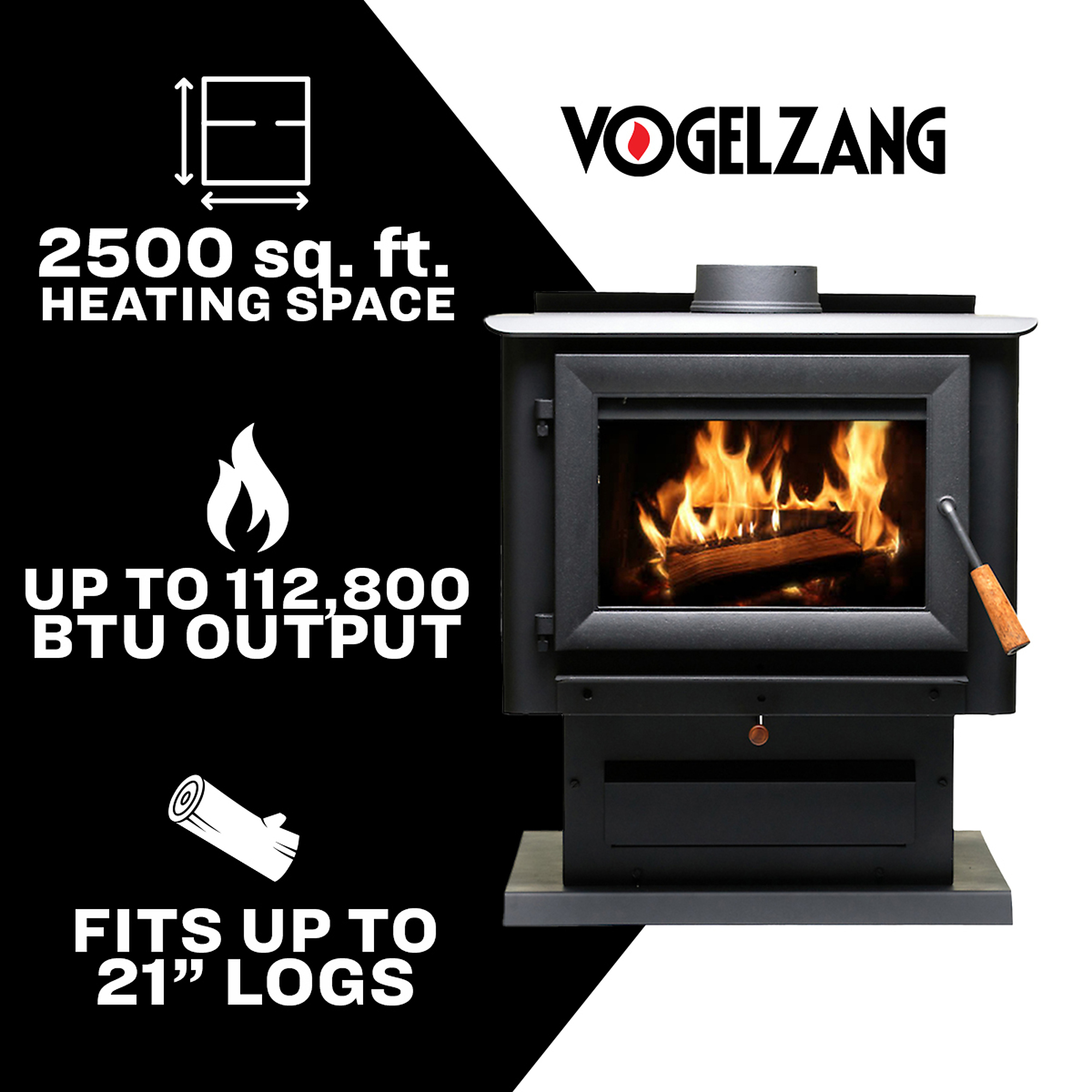 Vogelzang Plate Steel Wood Stove with Blower, 112,800 BTU, EPA ...