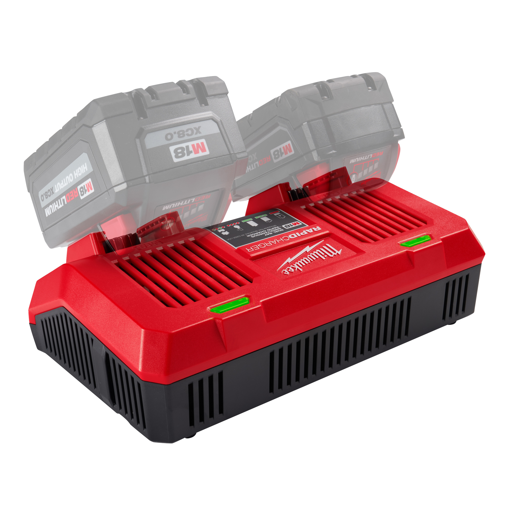 Milwaukee M18 18-Volt Lithium-Ion Dual Bay Rapid Battery Charger with 3.0Ah Battery Pack (2-Pack)