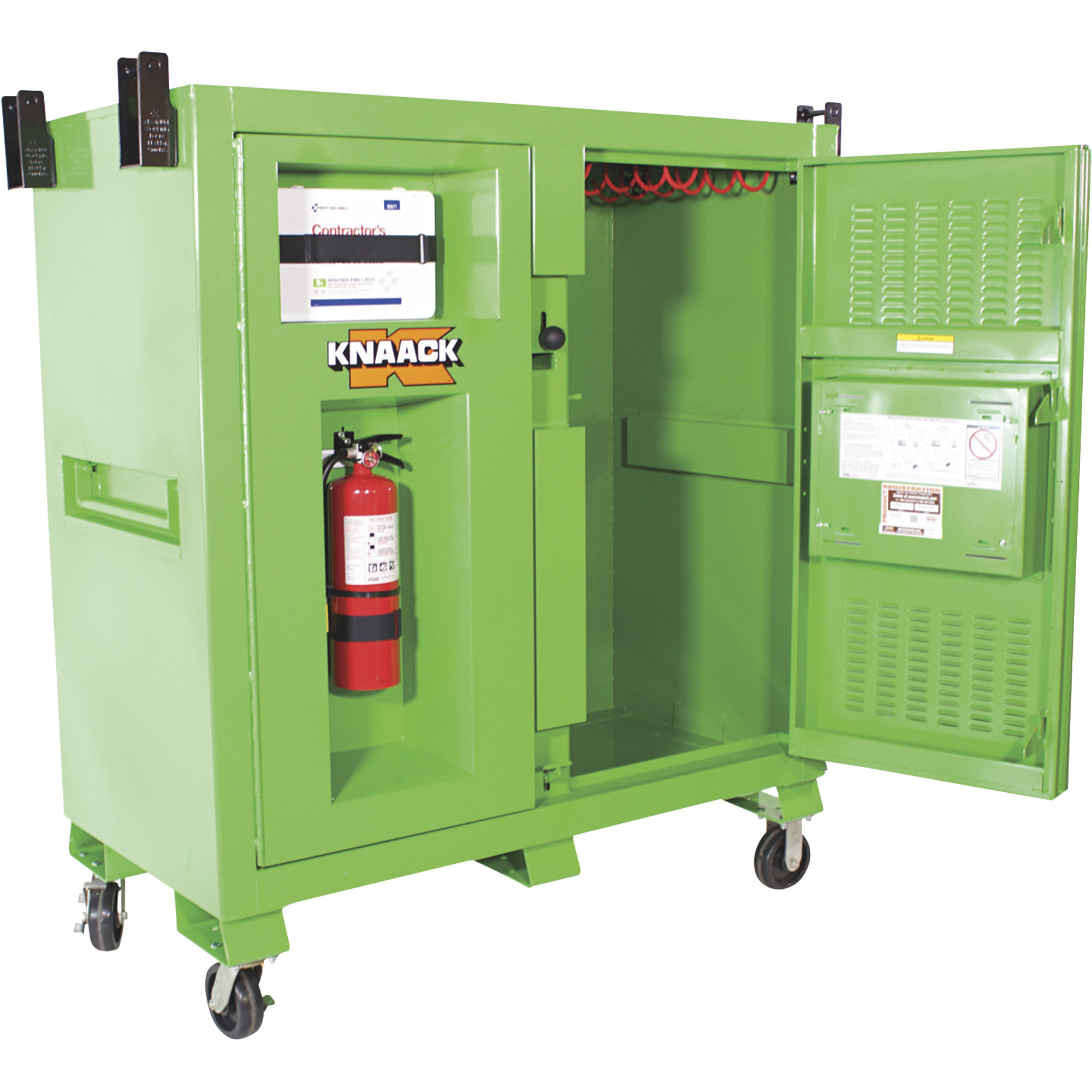 KNAACK Safety Kage Cabinet with Crane Lift Kit, Green, 59.4