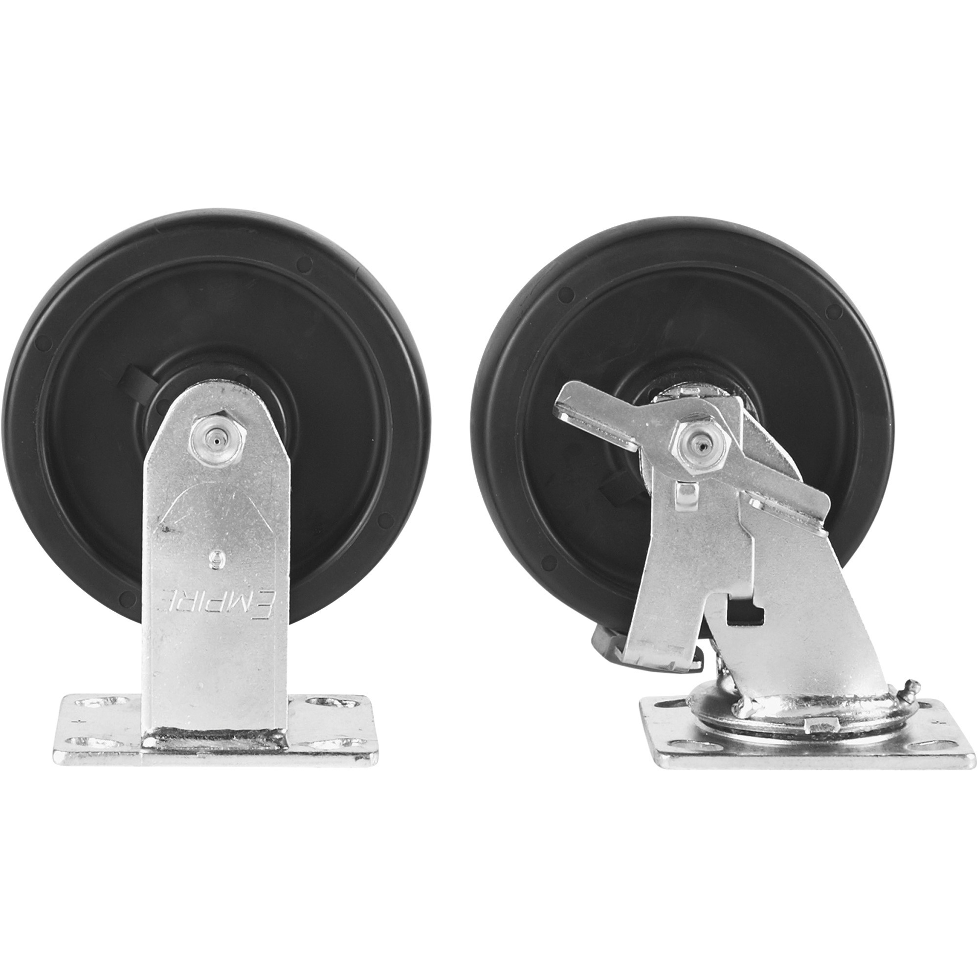 KNAACK 6in. Caster Set, 4-Pk., 2600-Lb. Capacity, Solid Polypropylene HD Wheels, Model# 695