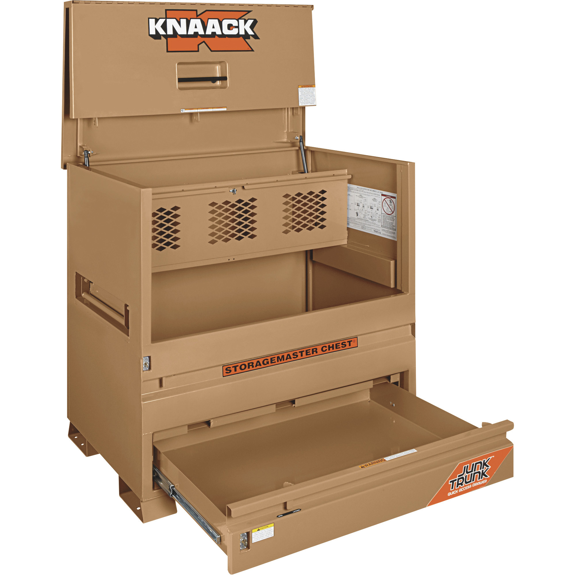 KNAACK Storagemaster Jobsite Piano Box with Junk Trunk, Tan, 36.2