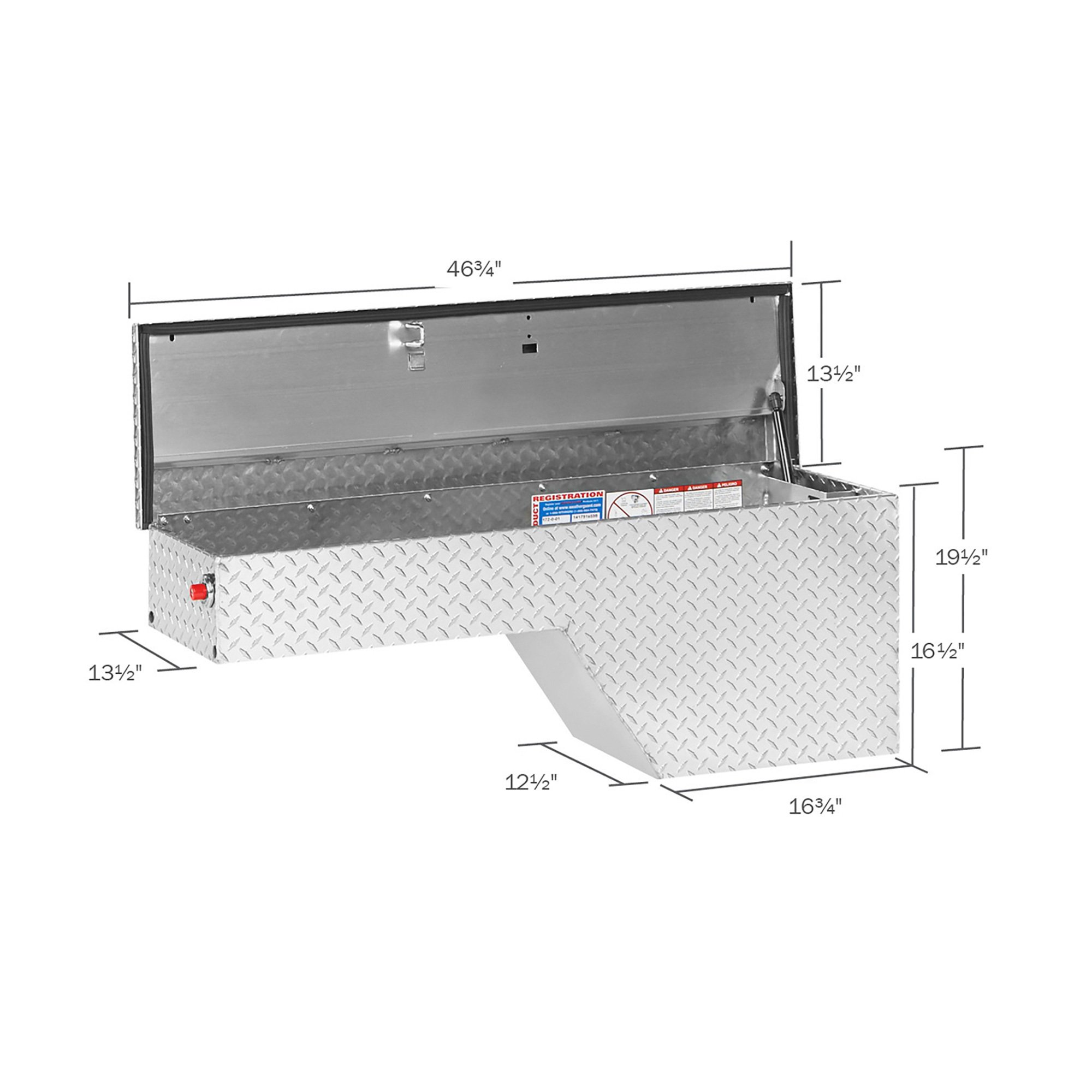 Weather Guard Wheel Well Truck Tool Box — Aluminum Diamond Plate Drivers Side 4675in X 13 7845