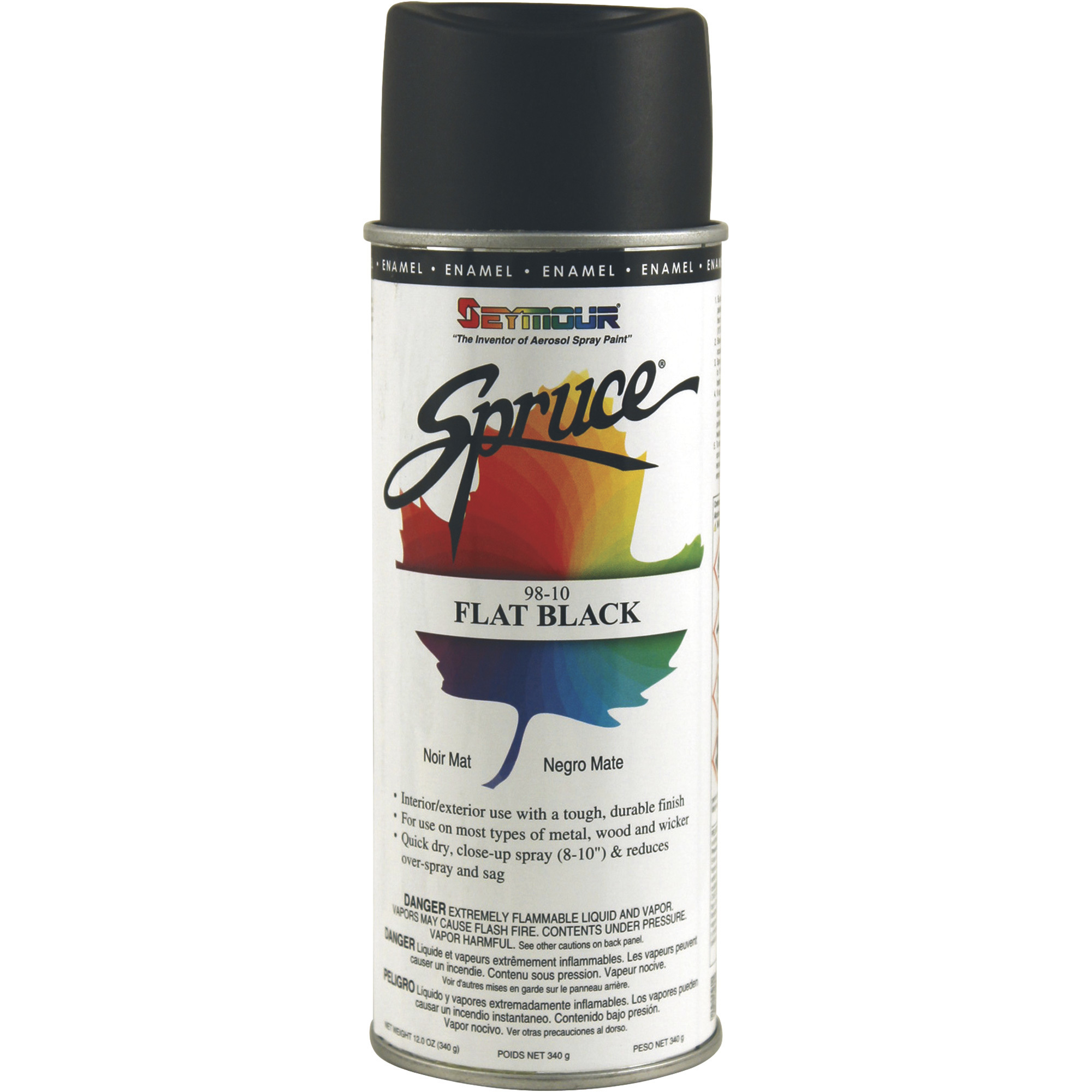 Seymour Spruce Enamel Spray Paint — Flat Black, 12ct. Case, 16-Oz. Cans,  Model# 98-10 CS