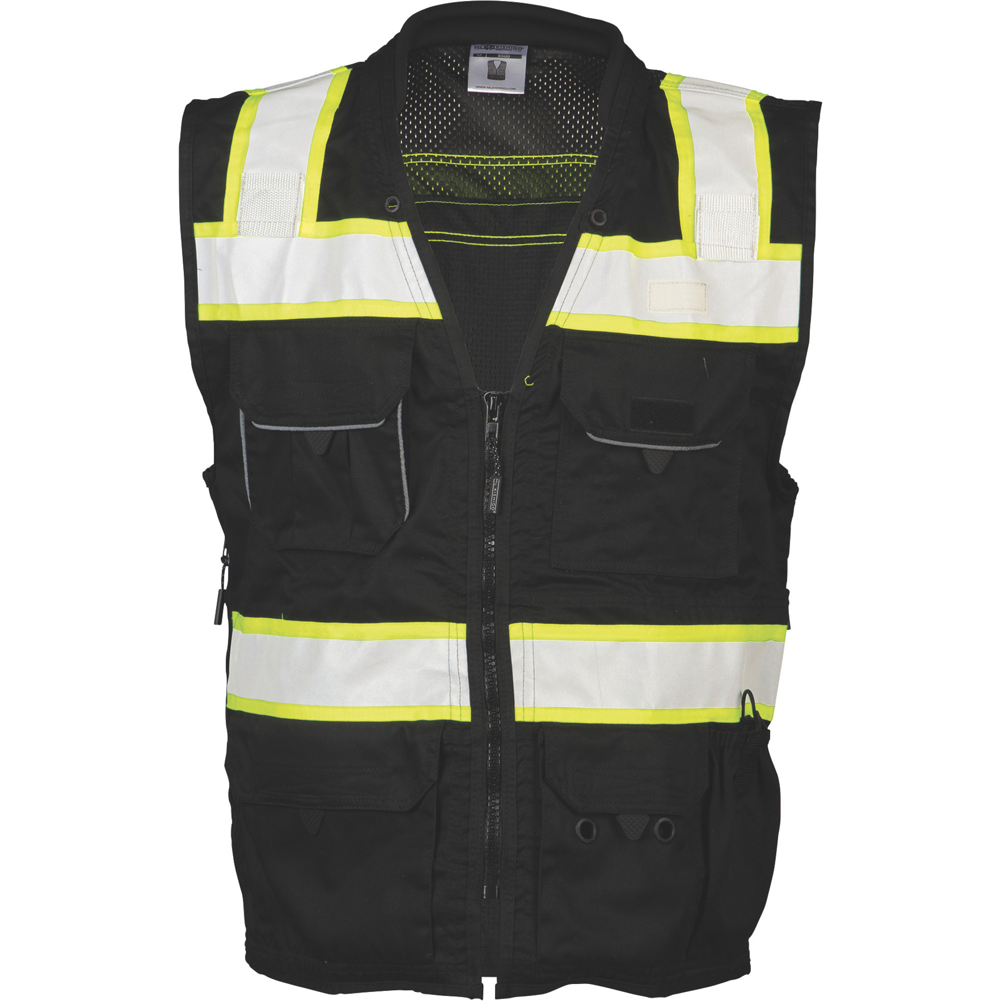 Kishigo Enhanced Visibility Professional Utility Vest, Black, 5XL, Model# B500-5X