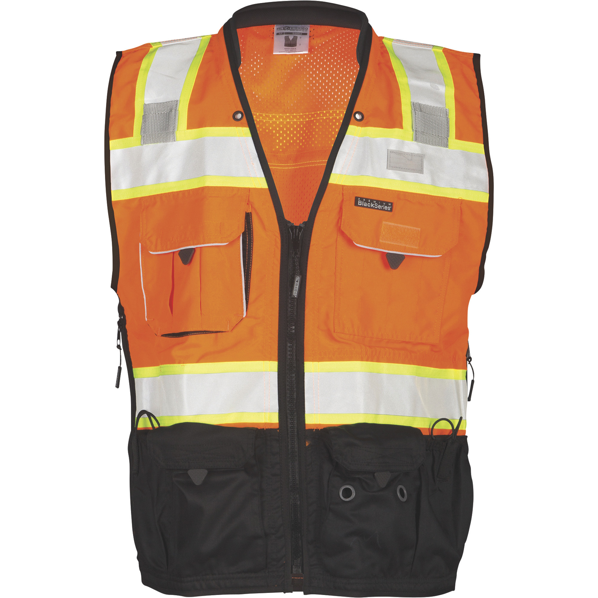 Kishigo Men's Class 2 High-Visibility Premium Black Series Surveyor's Safety Vest