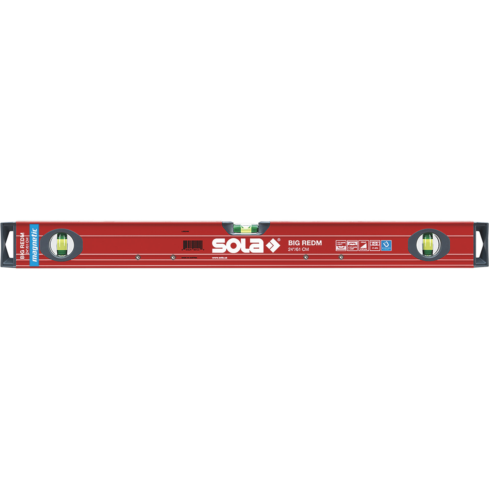 SOLA Magnetic Box Beam Level - 24in., 3 Vials, Heavy-Duty, Model# LSB24M