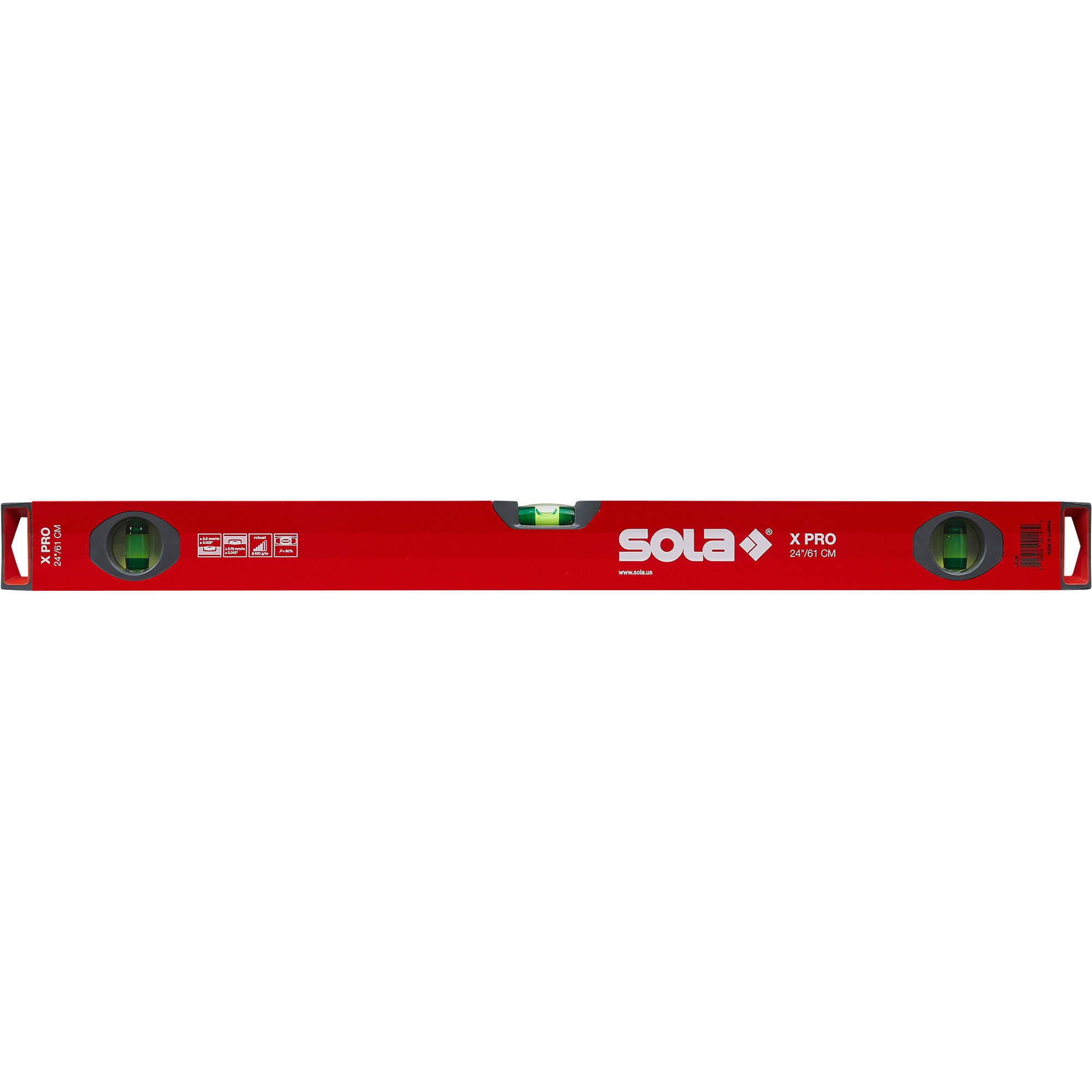 SOLA X-Beam Level - 24in., 3 Vials, Ergonomic Box Beam, Model# LSX24