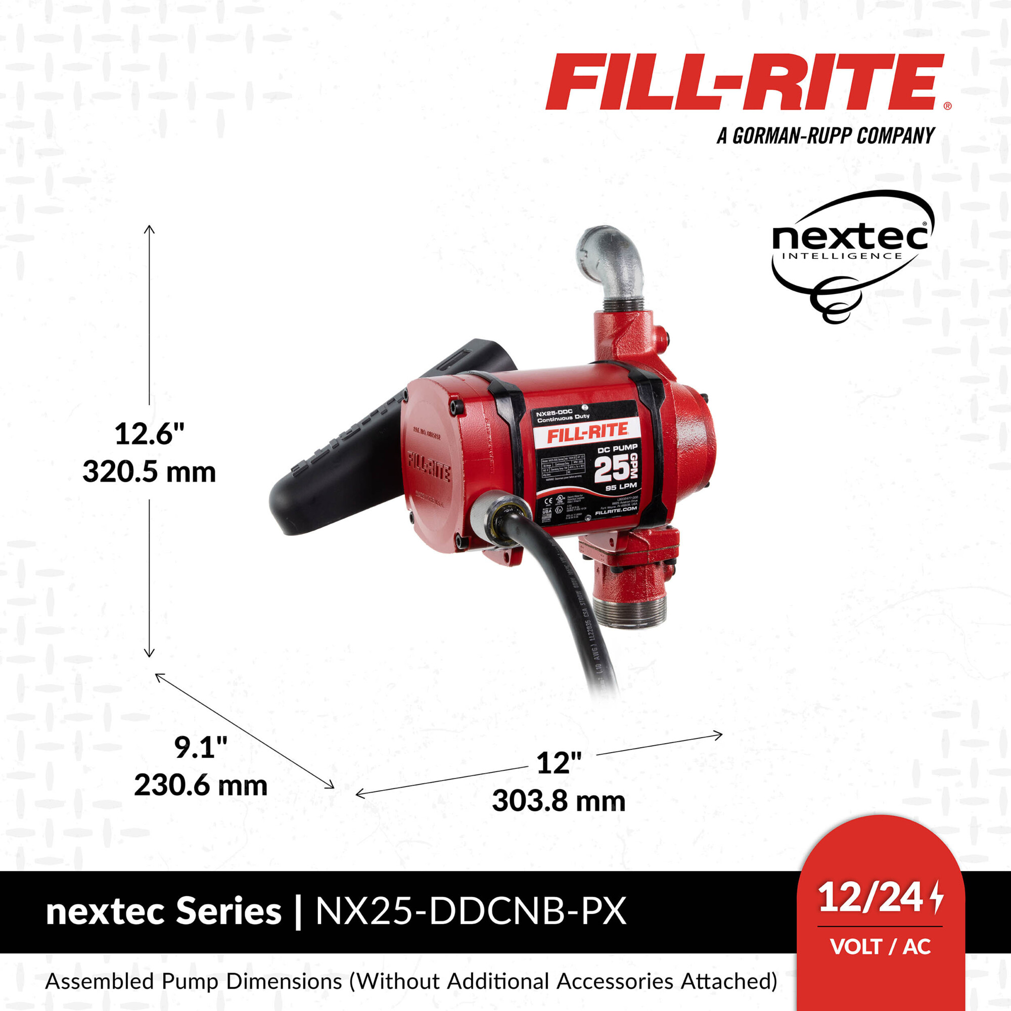 Fill-Rite 12/24V DC Ultra-High-Flow Fuel Transfer Pump, 25 GPM