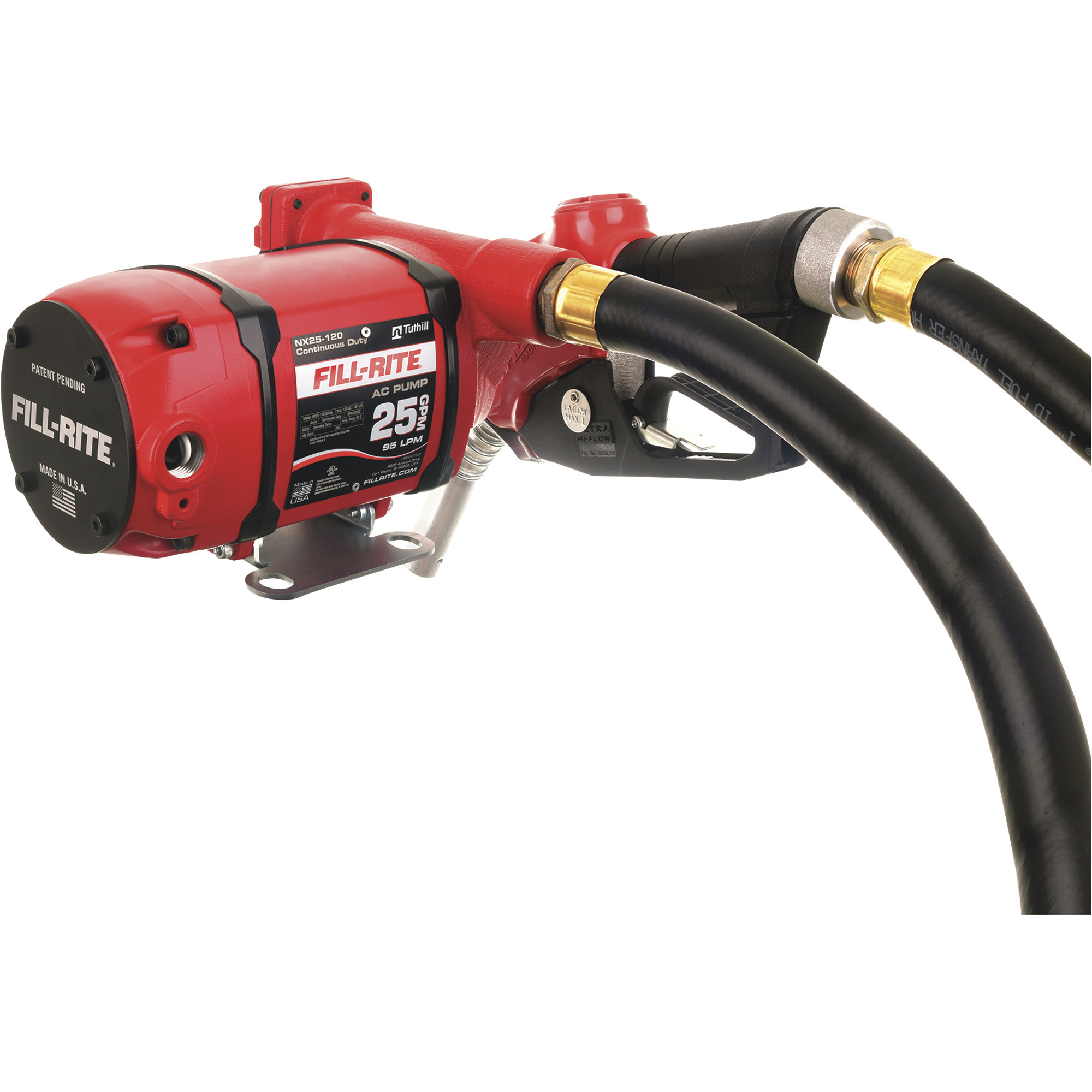 Roughneck Spring-Rewind Fuel and Oil Hose Reel with Hoses, 3/4in. x 25ft.  Hose and 3/4in. x 6ft. Lead-In, 1250 PSI, Model# HRM808086-15NTE