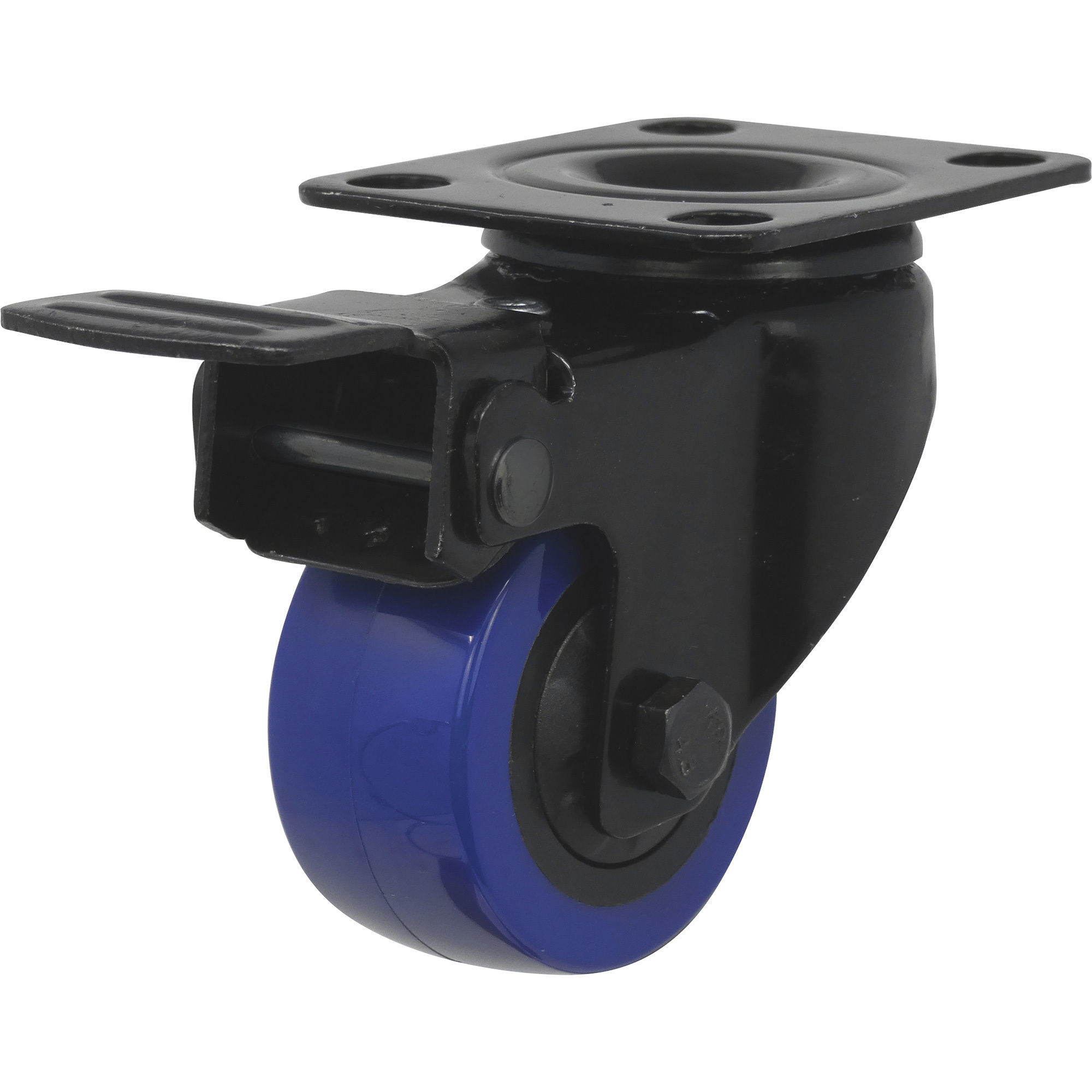 Shepherd Hardware 2in. Blue Diamond TPU Swivel Caster With Brake, 20-Pack, 135-Lb. Capacity, Plate Mount, Model# 3658