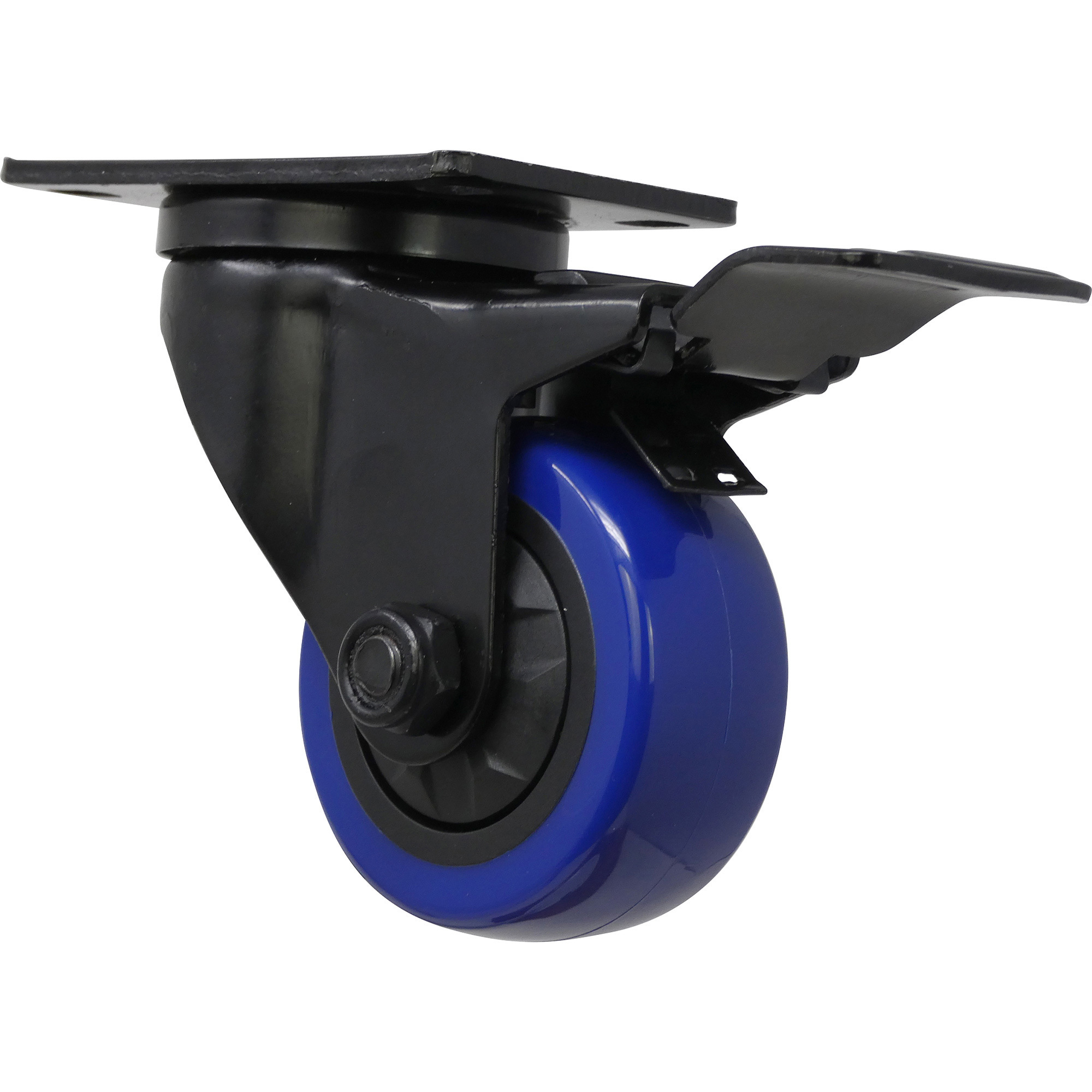 Shepherd Hardware 3in. Blue Diamond TPU Swivel Caster With Brake, 10-Pack, 225-Lb. Capacity, Plate Mount, Model# 3661