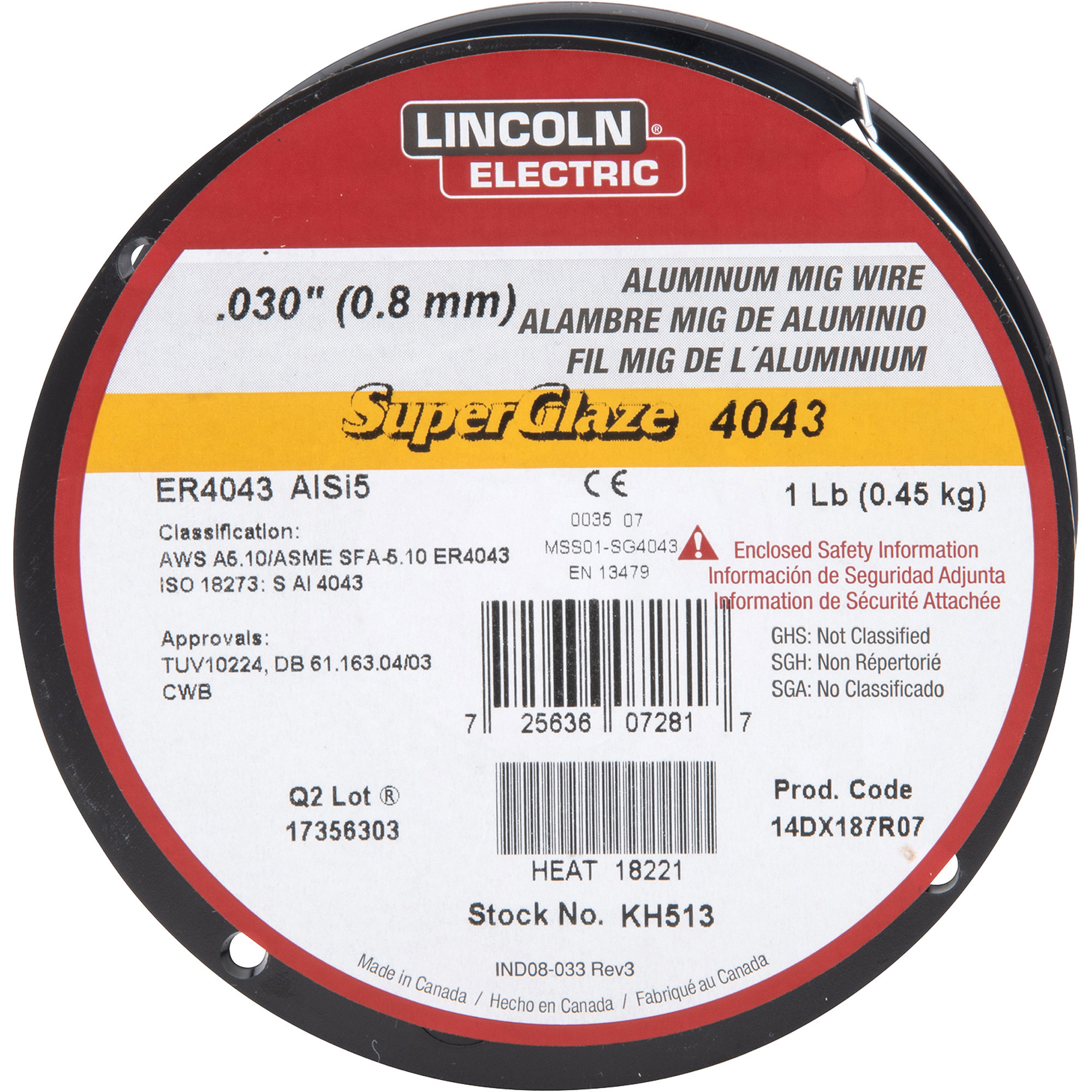 Lincoln Electric Superglaze Aluminum MIG Welding Wire, 0.030