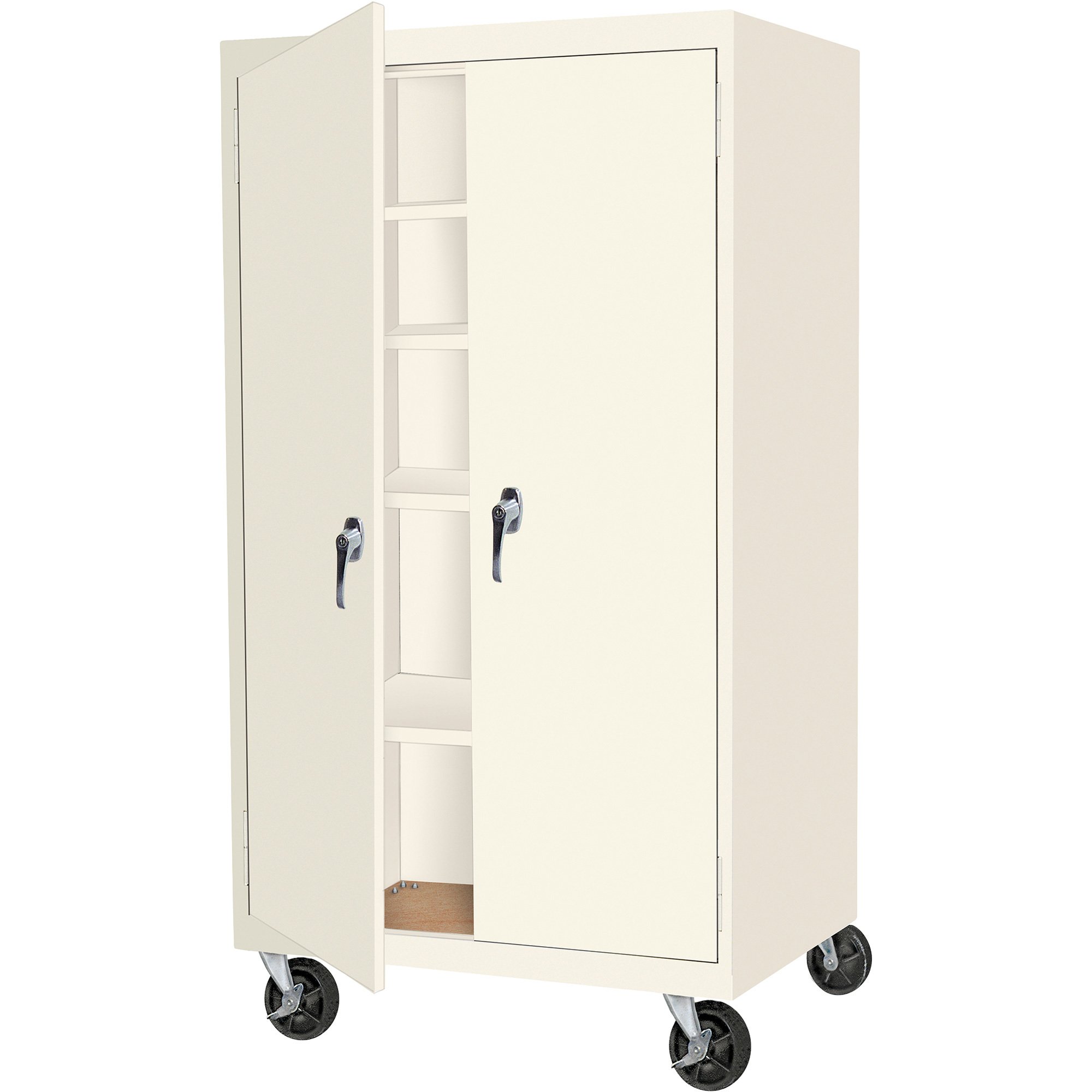 Steel USA 2Door Mobile Storage — Putty, 4 Shelves, 4