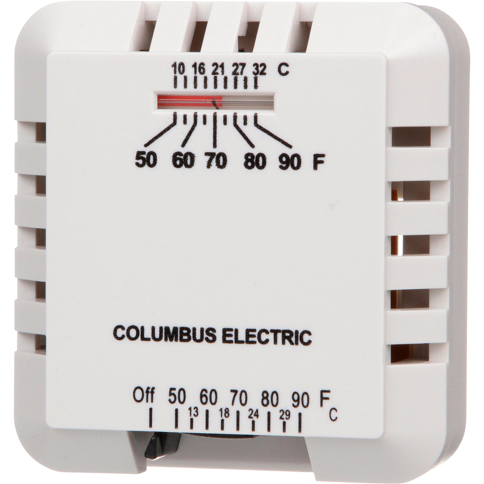 TPI Low Voltage Heat-Only Thermostat - 50-90° Range, RoHS Compliant, Model# RK120EAA