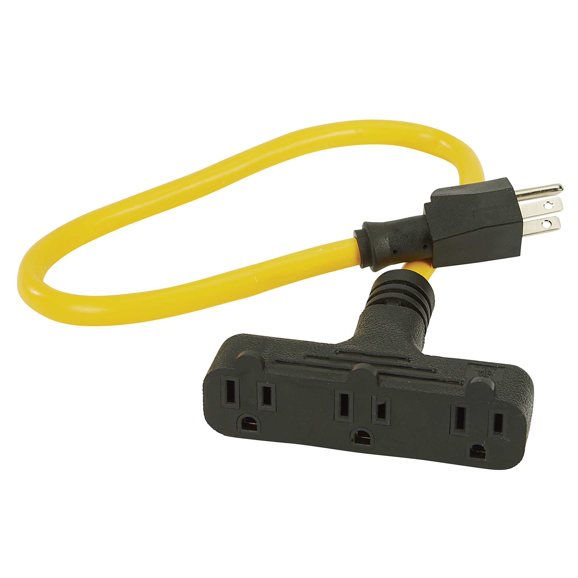 Strongway GFCI Lighted Triple Adapter, 3ft.L, 12/3-Ga, 15 Amps
