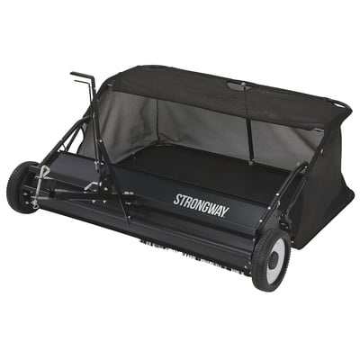 Strongway Tow-Behind Lawn Sweeper, 48in. Working Width, 14.5 cu. ft. Hopper Capacity
