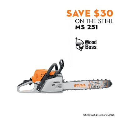 Stihl Gas-Powered Chainsaw Wood Boss, 18in. Bar, 45.6cc Engine, 0.325in. Chain Pitch, Model# MS 251
