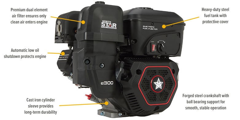 NorthStar e300 EFI Horizontal OHV Engine with Recoil Start — 300cc, 1in ...