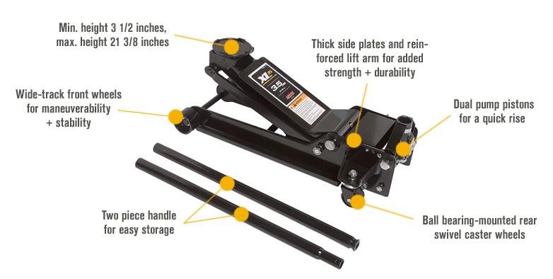 Blackline by Arcan 1/2-Ton Low-Profile Professional Service Floor Jack —  Model# XL35B Northern Tool