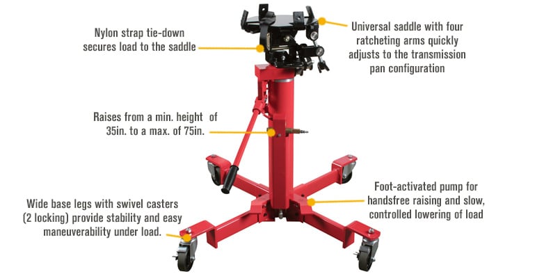 Sunex Tools Air/Hydraulic Telescoping Transmission Jack - 1/2-Ton