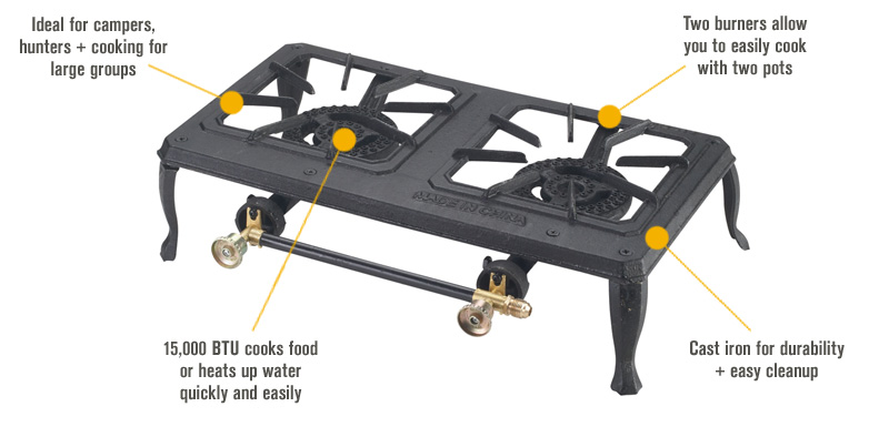 Grip Double-Burner Cast Iron Camping Stove