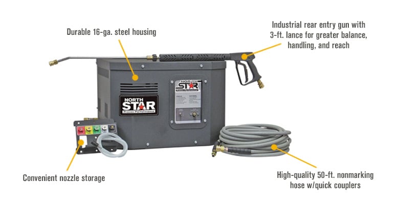 Cam Spray Electric Wall-Mount Cold Water Pressure Washer — 2000 PSI, 4.0  GPM, 230 Volts, 3-Phase, Model# 2000WM/SSM3