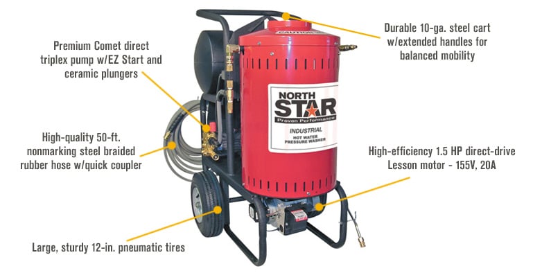 Northstar 157305 electric wet steam and hot water pressure store washer 1700 psi 1.5 gpm 120 volt freight included