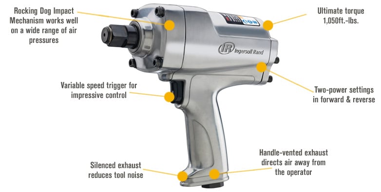 Ingersoll Rand Air Impact Wrench, 3/4in. Drive, 8 CFM, 1050 Ft