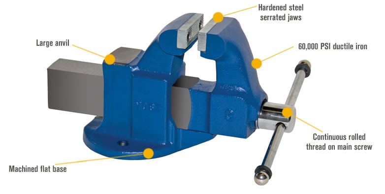 Yost Heavy-Duty Industrial Machinist Bench Vise — Stationary Base, 3in ...