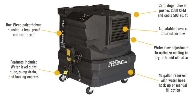 Cyclone 2000 portable air 2024 cooler